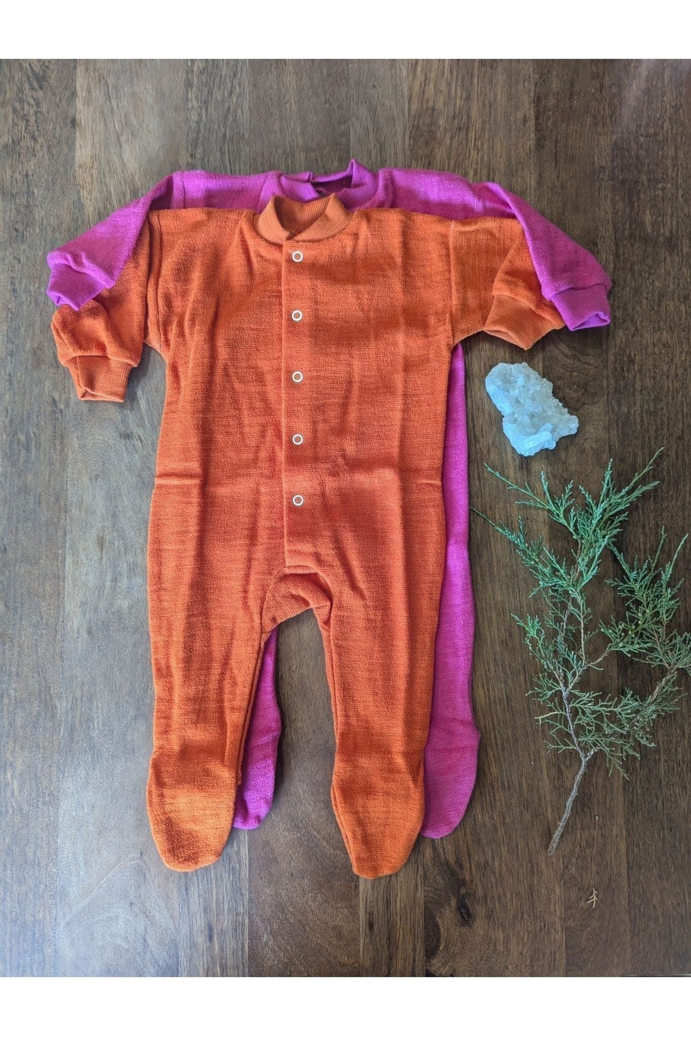 Cosilana - Organic Wool Terry Baby Pajamas - with Feet - Nature's Wild Child