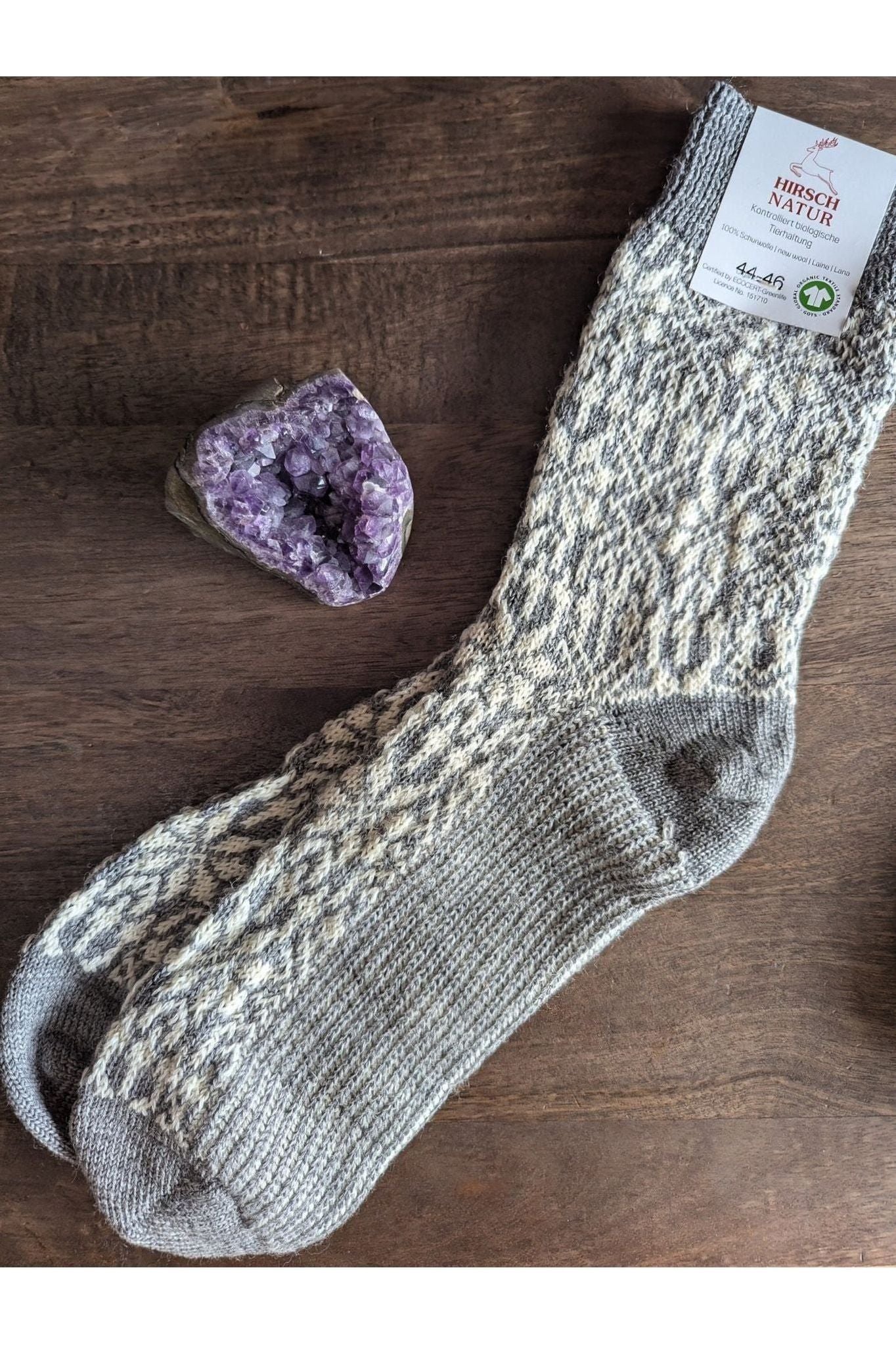 Hirsch Natur - Organic Wool Snowflake Socks - For Adults - Nature's Wild Child