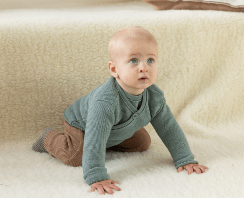 NEW Colors! Disana - Organic Merino Button - Up Baby Sweater - Nature's Wild Child