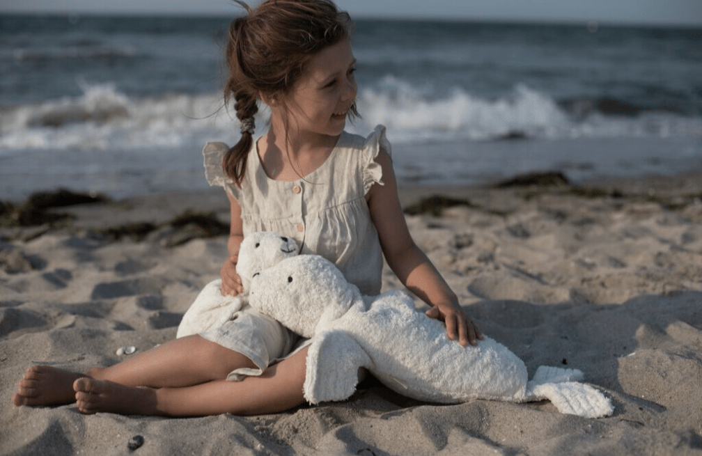 NEW! Senger - GOTS Organic Cotton & Wool Stuffed Animal - Large White Seal - Nature's Wild Child