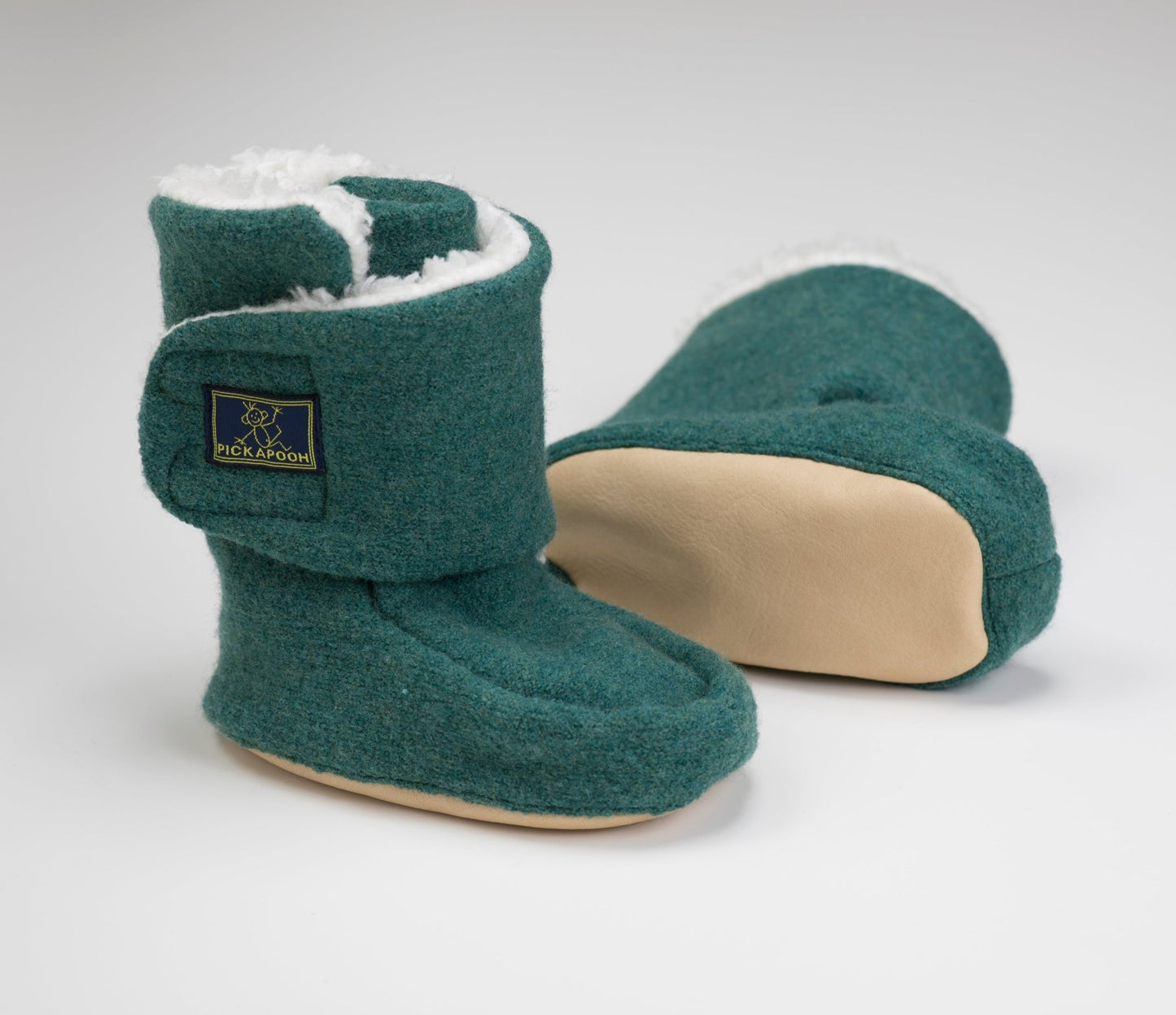 Pickapooh - Organic Boiled Wool - Organic Cotton Sherpa lined - Baby Booties - Nature's Wild Child