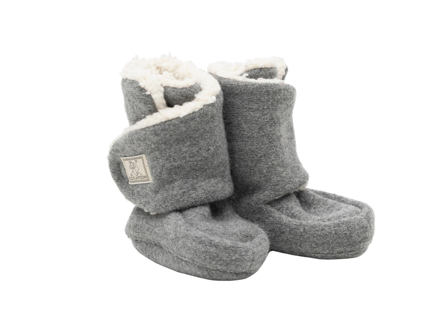 Pickapooh - Organic Boiled Wool - Organic Cotton Sherpa lined - Baby Booties - Nature's Wild Child