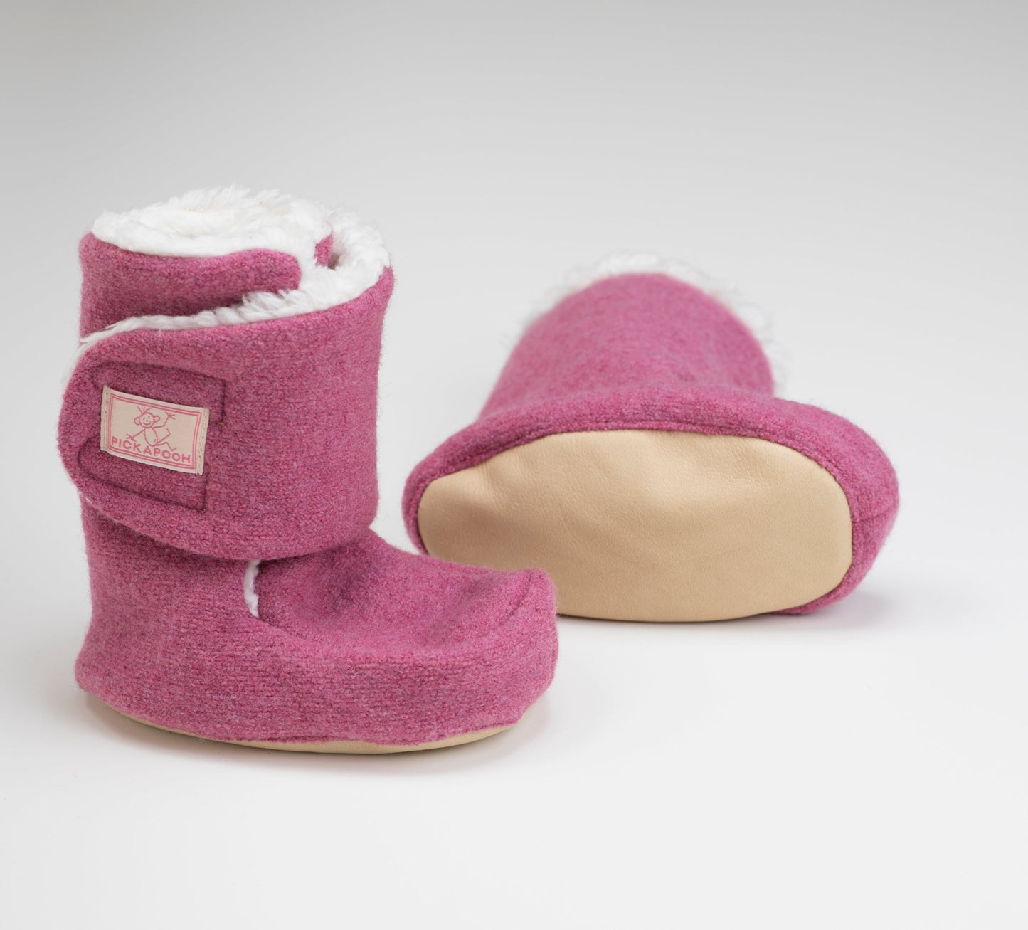 Pickapooh - Organic Boiled Wool - Organic Cotton Sherpa lined - Baby Booties - Nature's Wild Child