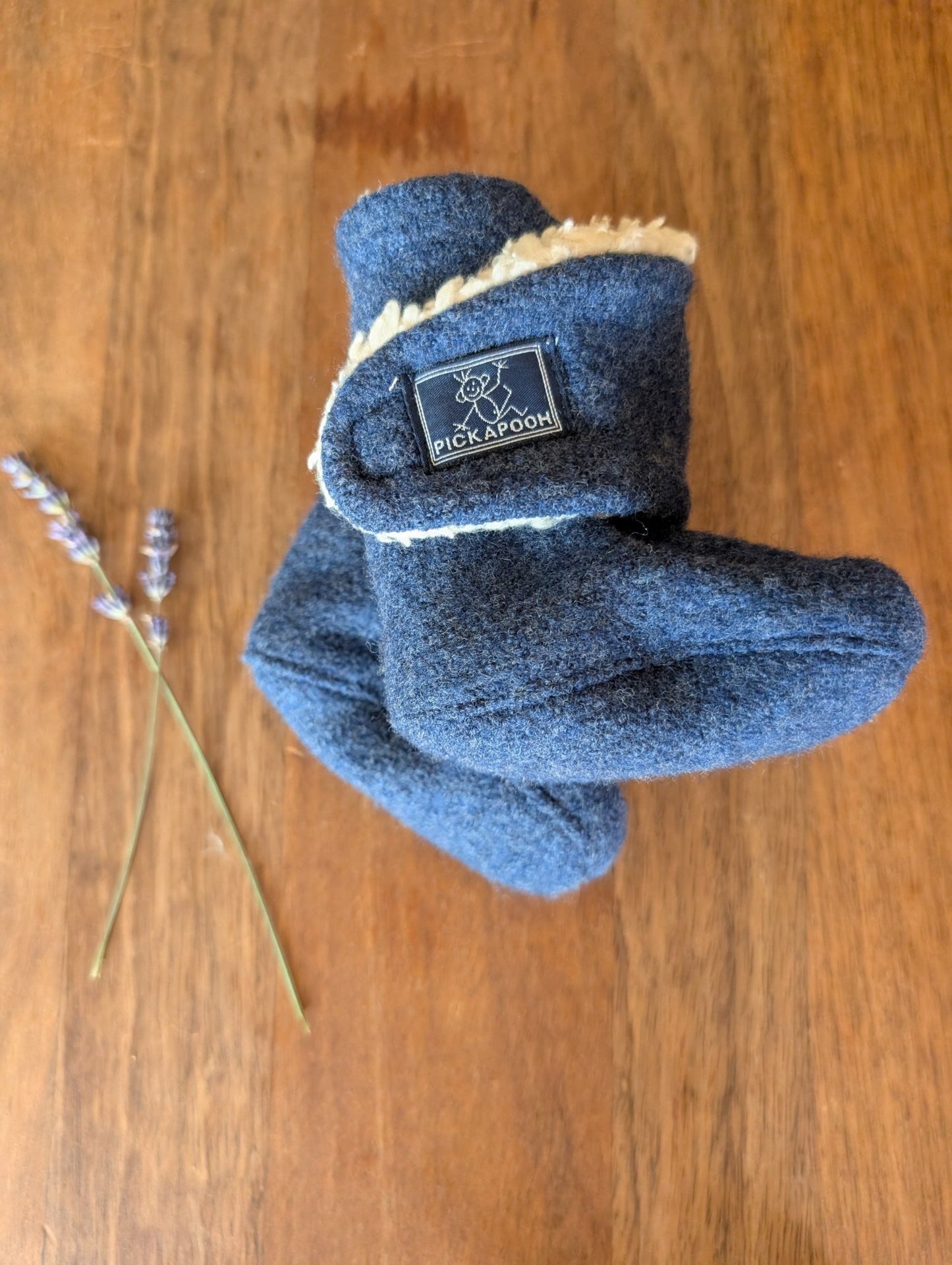 Pickapooh - Organic Boiled Wool - Organic Cotton Sherpa lined - Baby Booties - Nature's Wild Child