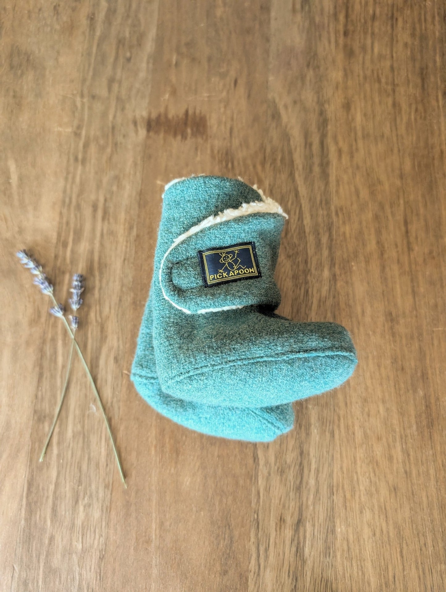 Pickapooh - Organic Boiled Wool - Organic Cotton Sherpa lined - Baby Booties - Nature's Wild Child