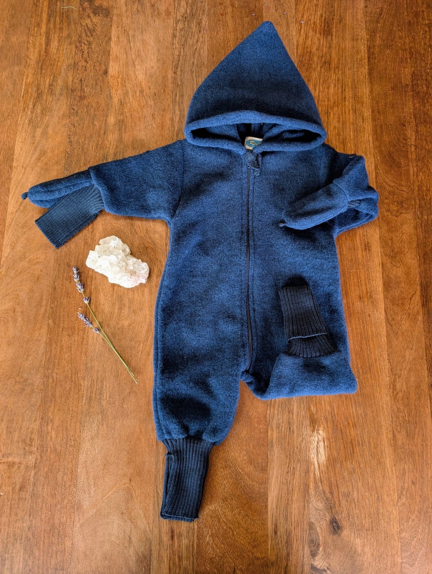 Reiff - Organic Wool Fleece - Pixie Hood Baby Bunting - Zipper - Nature's Wild Child