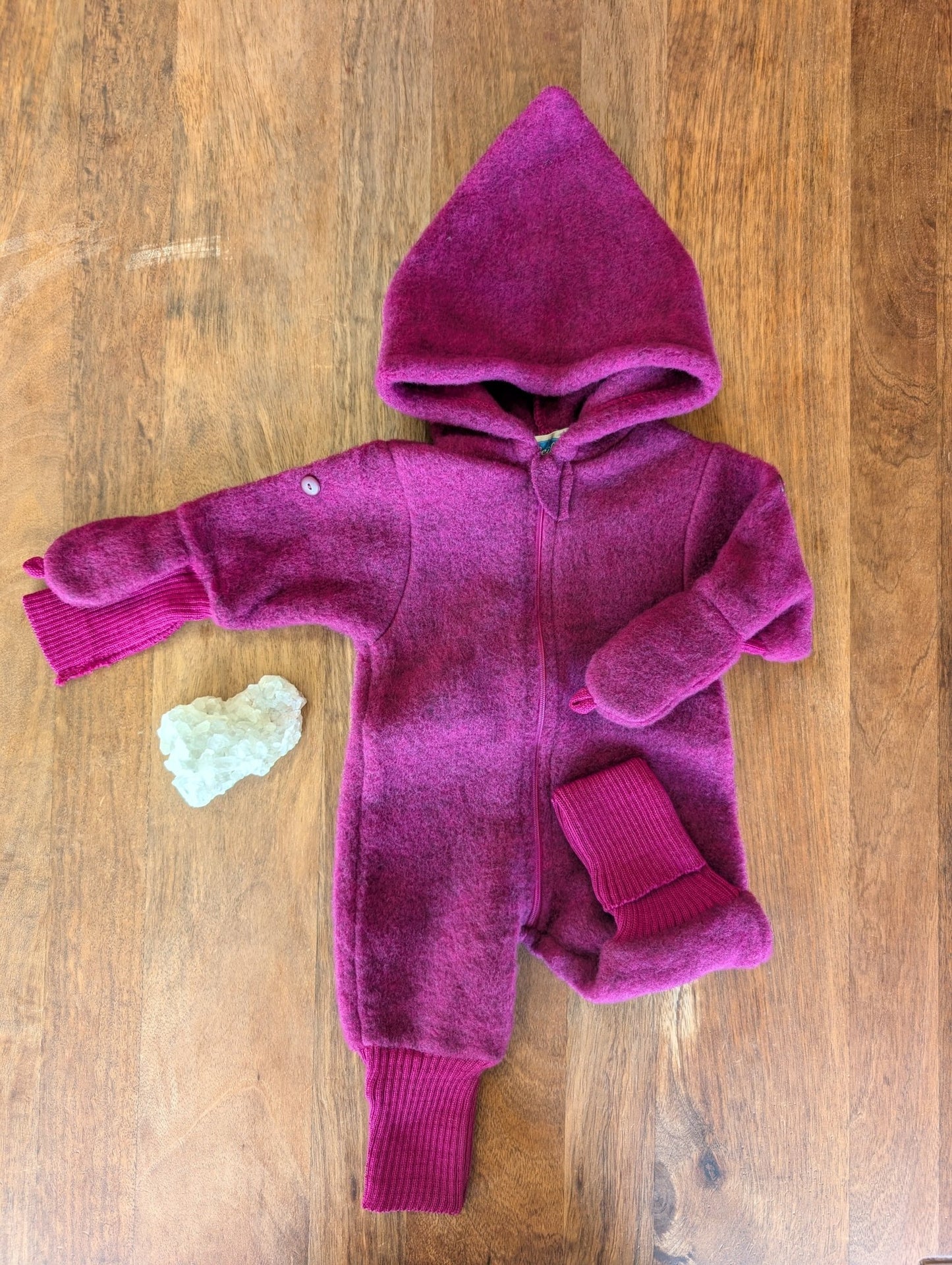 Reiff - Organic Wool Fleece - Pixie Hood Baby Bunting - Zipper - Nature's Wild Child