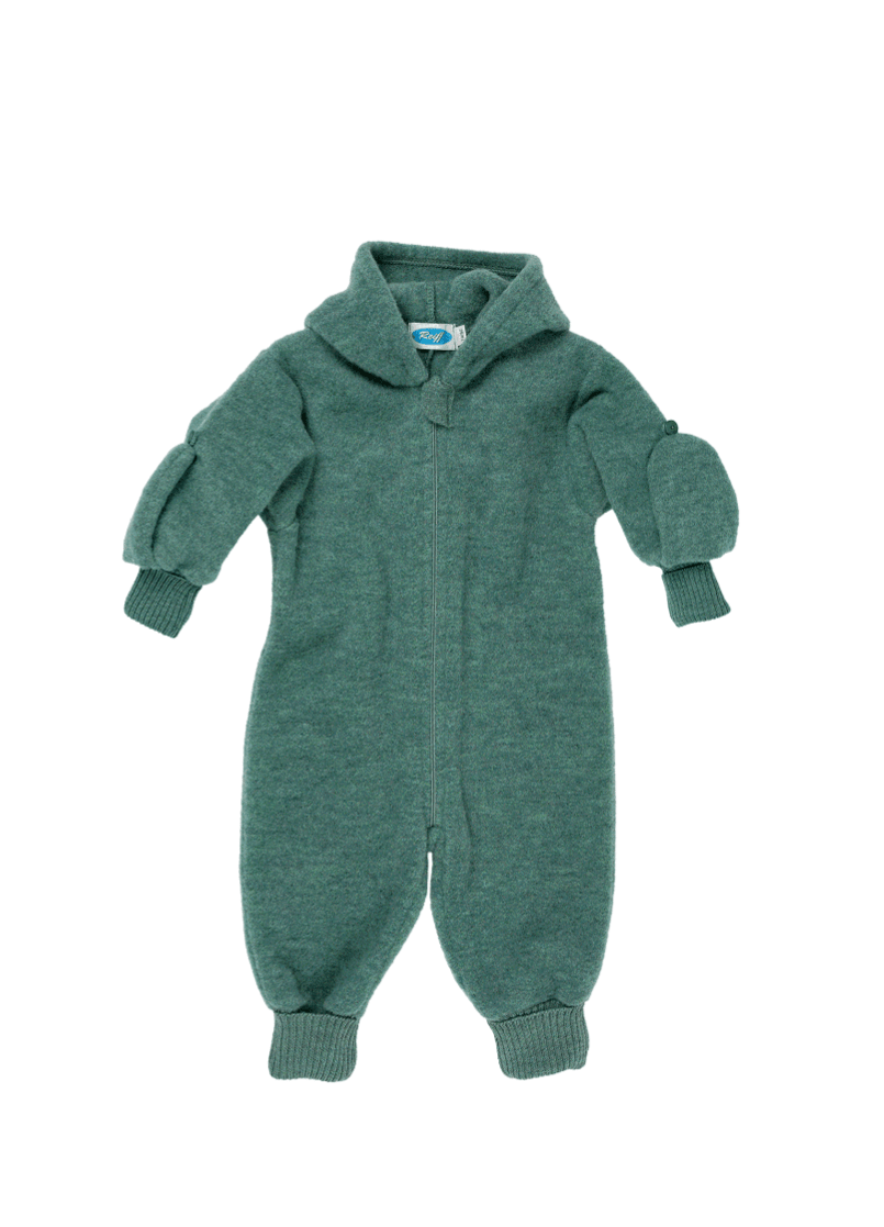 Reiff - Organic Wool Fleece - Pixie Hood Baby Bunting - Zipper - Nature's Wild Child