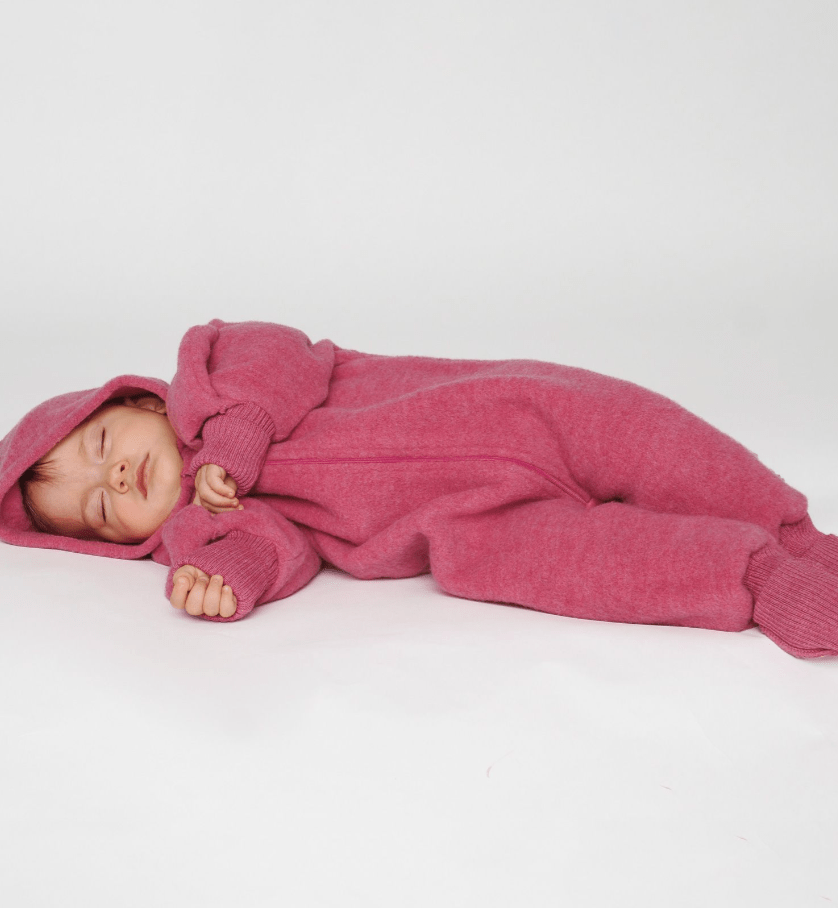 Reiff - Organic Wool Fleece - Pixie Hood Baby Bunting - Zipper - Nature's Wild Child