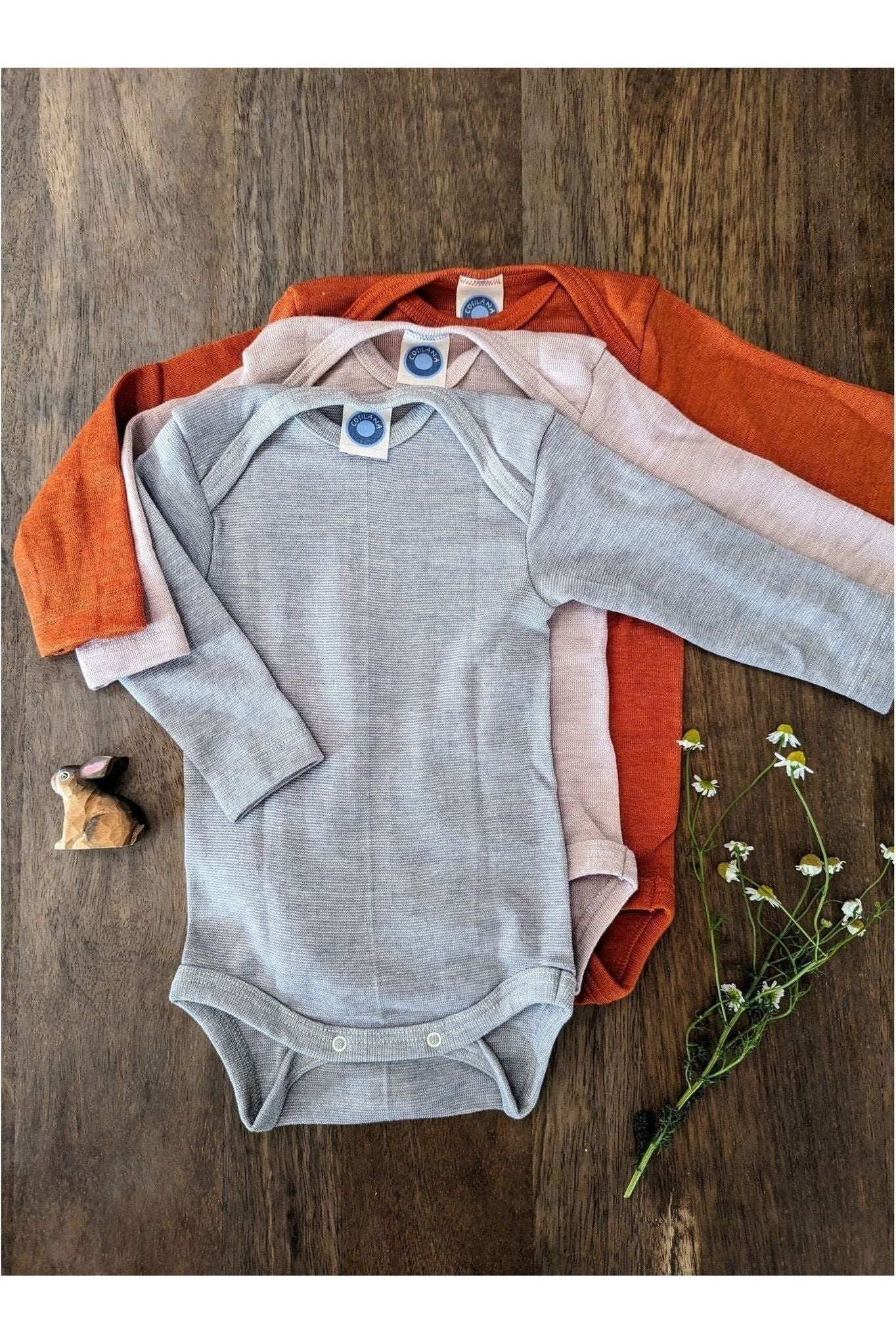 Cosilana - Organic Wool Silk - Baby Onesie (10 colors and stripes!) - Nature's Wild Child