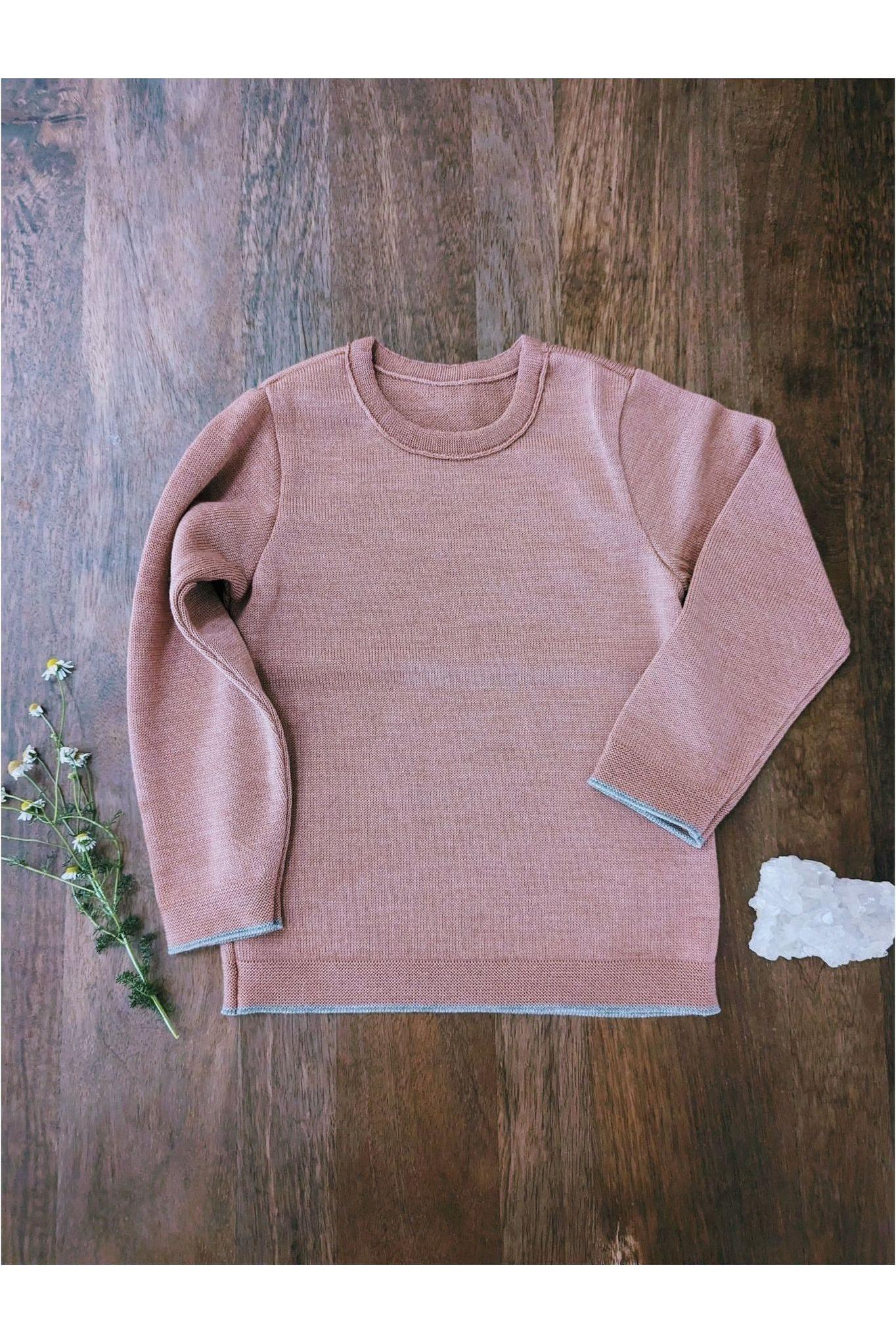 Disana - Organic Merino - Knit Sweater with Contrasting Trim - Nature's Wild Child