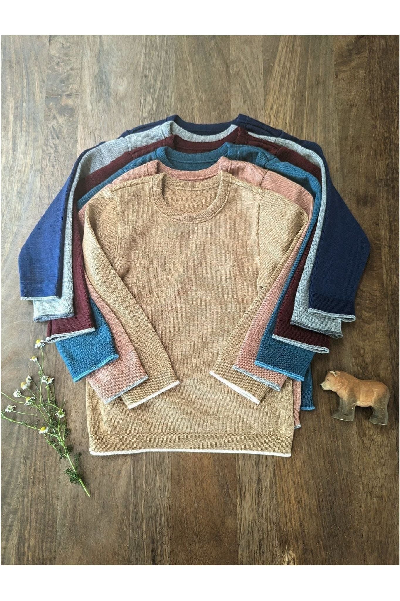 Disana - Organic Merino - Knit Sweater with Contrasting Trim - Nature's Wild Child