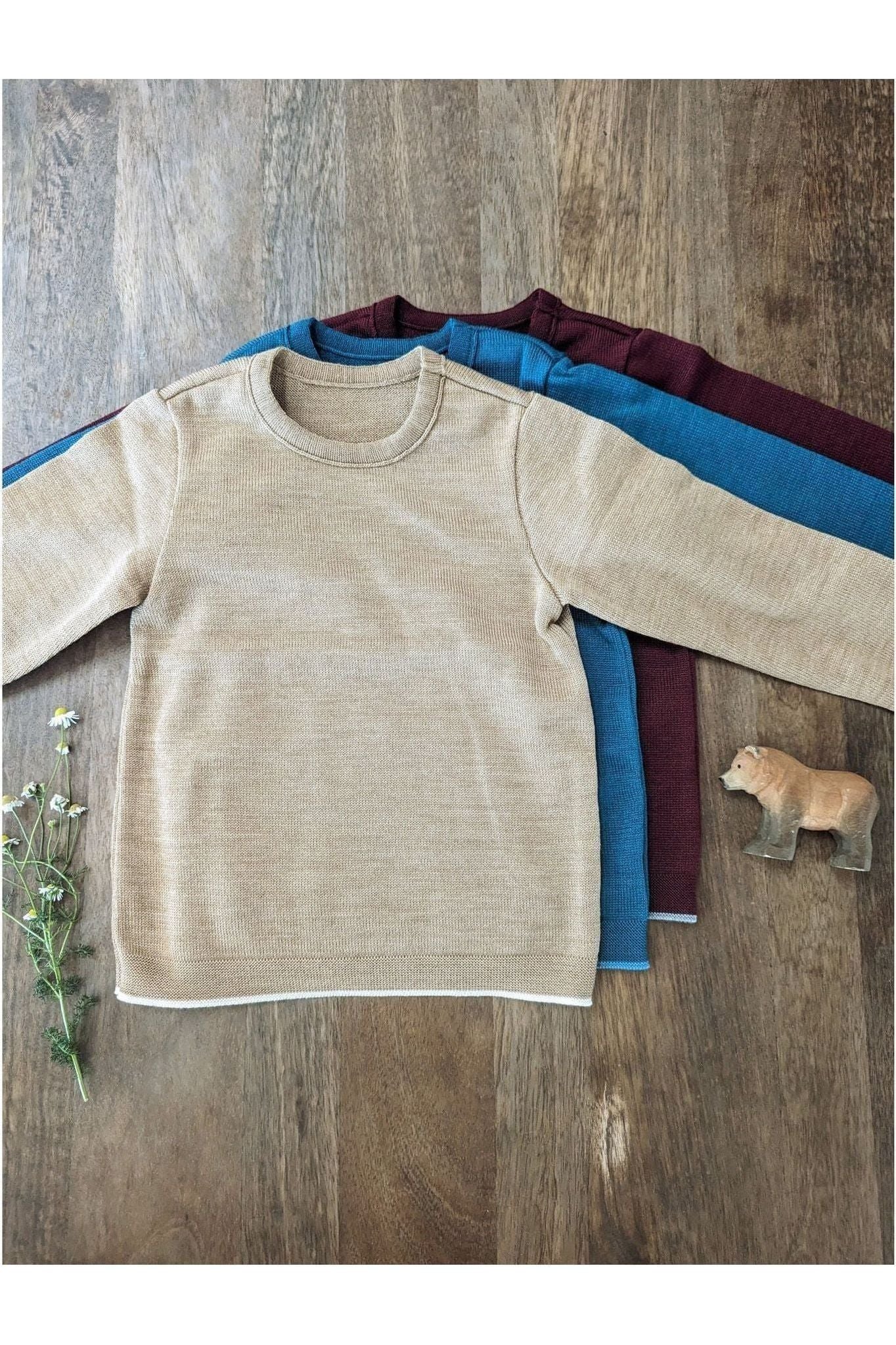 Disana - Organic Merino - Knit Sweater with Contrasting Trim - Nature's Wild Child