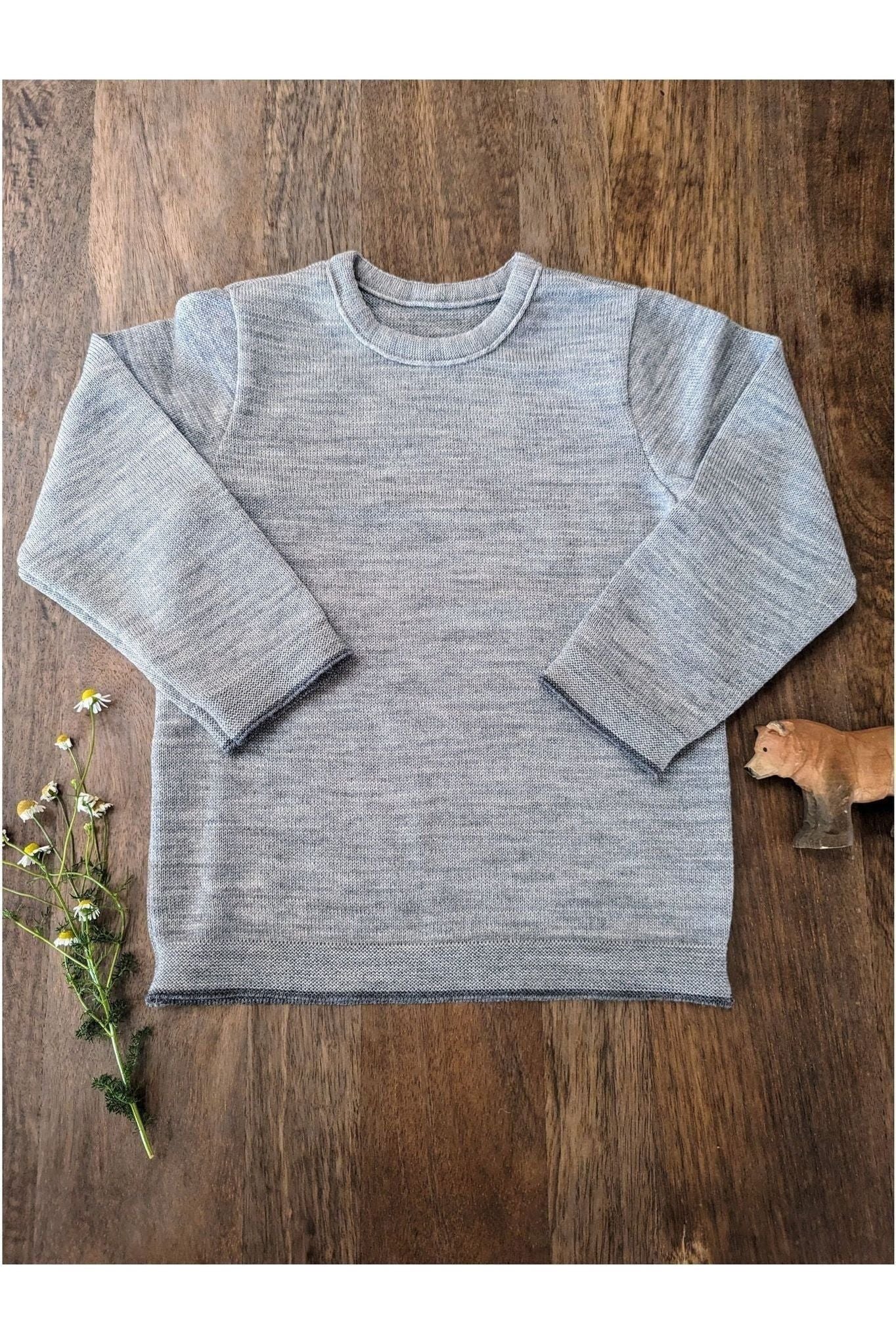 Disana - Organic Merino - Knit Sweater with Contrasting Trim - Nature's Wild Child