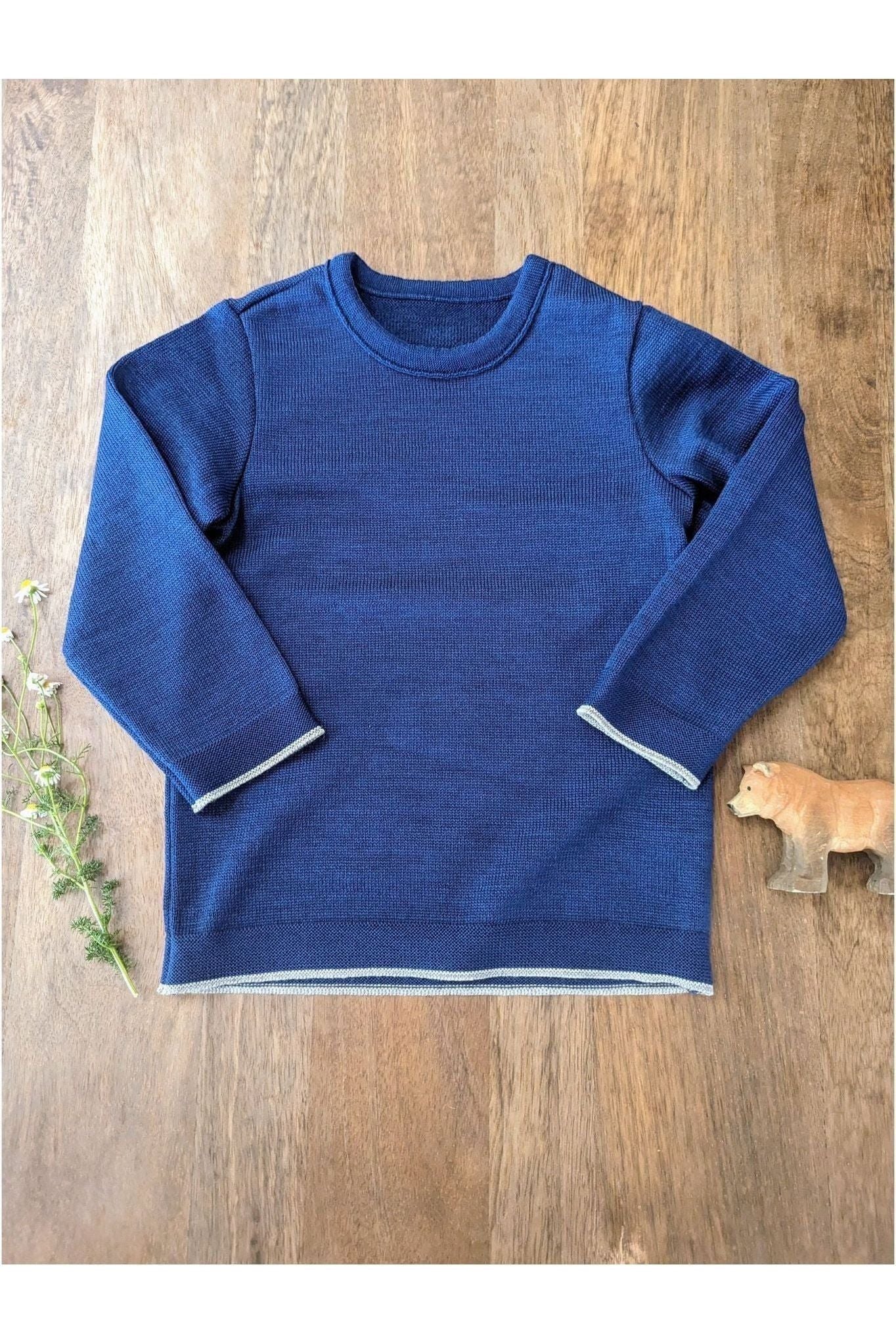 Disana - Organic Merino - Knit Sweater with Contrasting Trim - Nature's Wild Child
