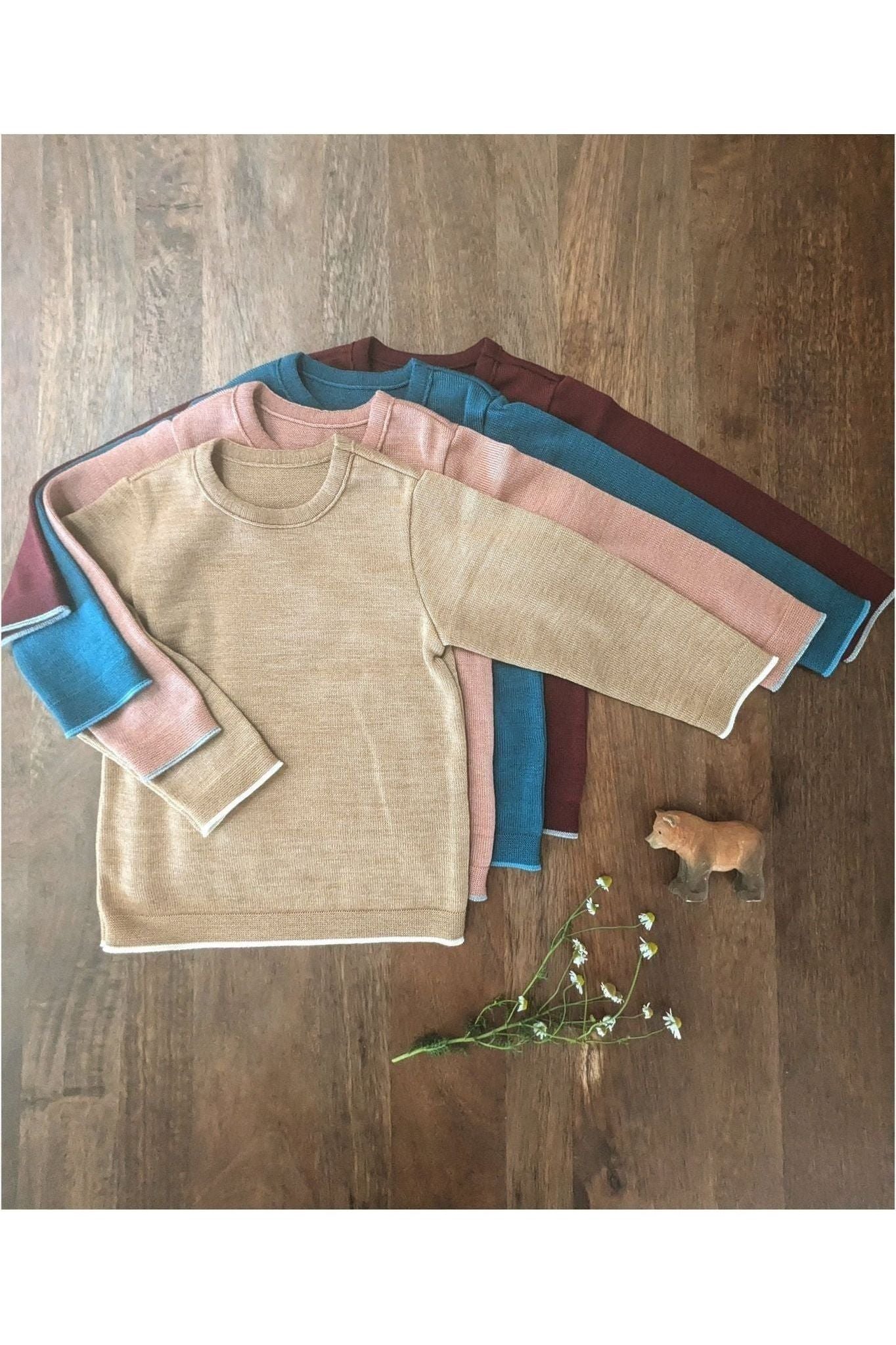 Disana - Organic Merino - Knit Sweater with Contrasting Trim - Nature's Wild Child