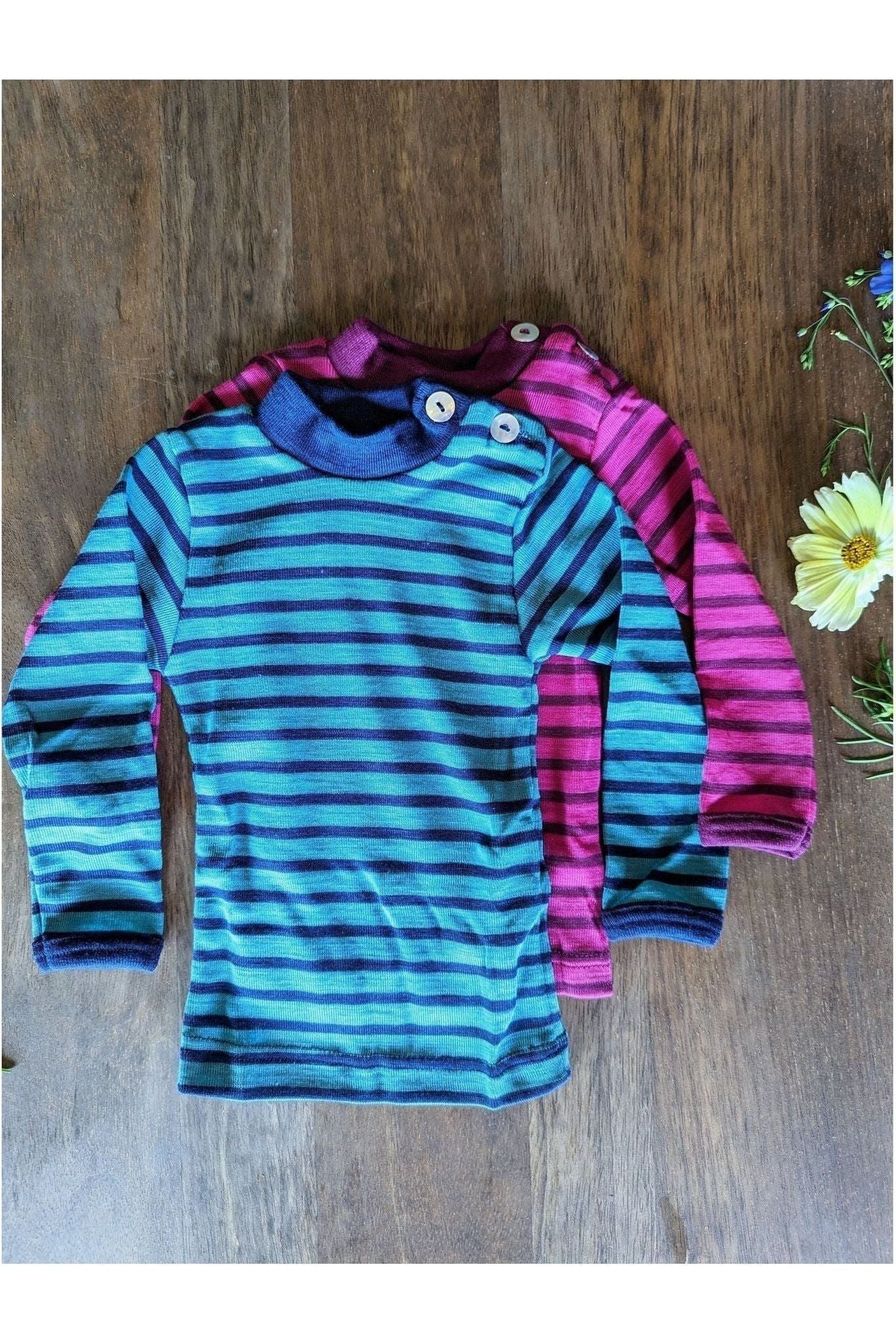 Engel - Organic Merino Wool Silk - Long Sleeve with Shoulder Buttons (3 colors) - Nature's Wild Child