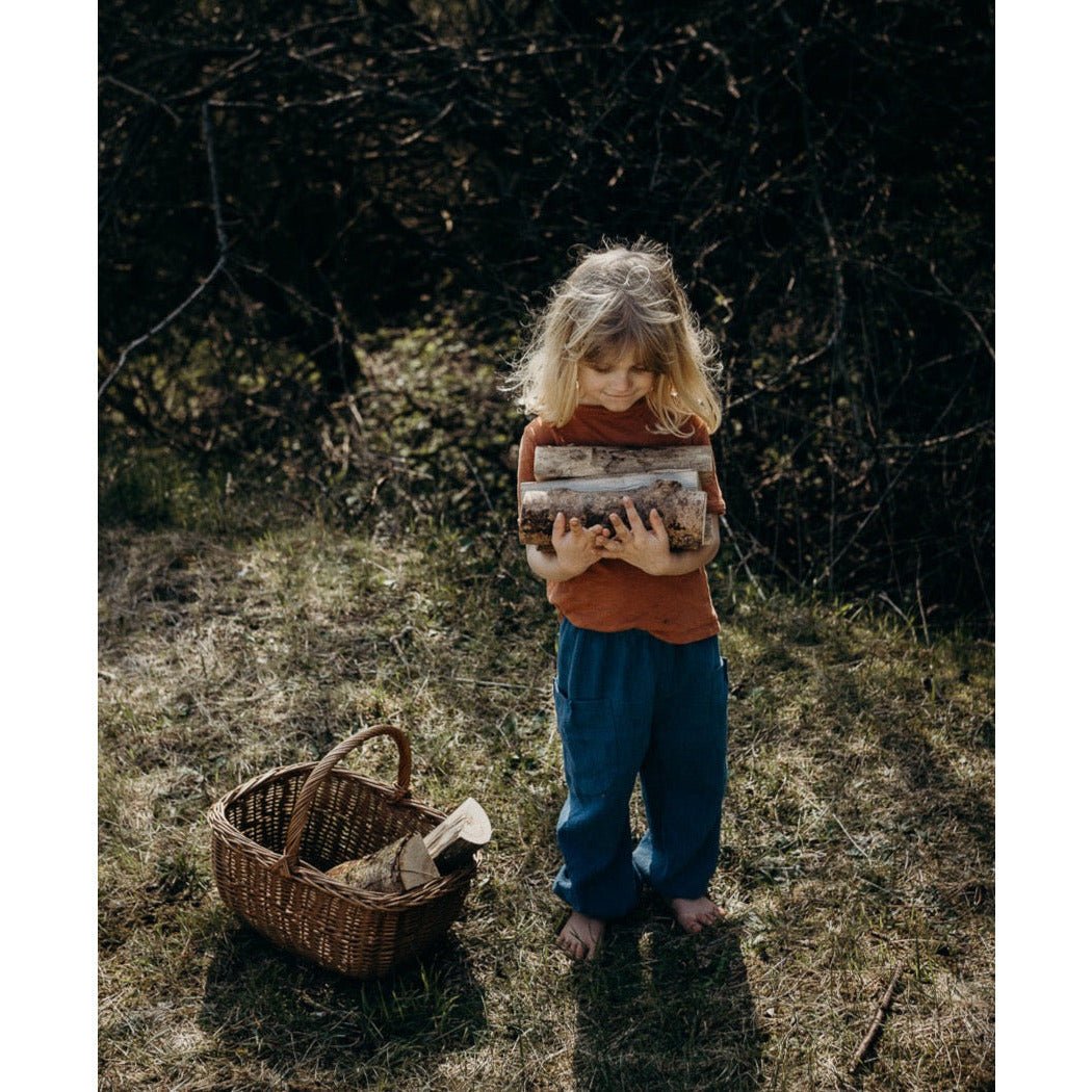 Kleine Schobbejak - Stonewashed Children's Linen Pants - Ochre - Nature's Wild Child