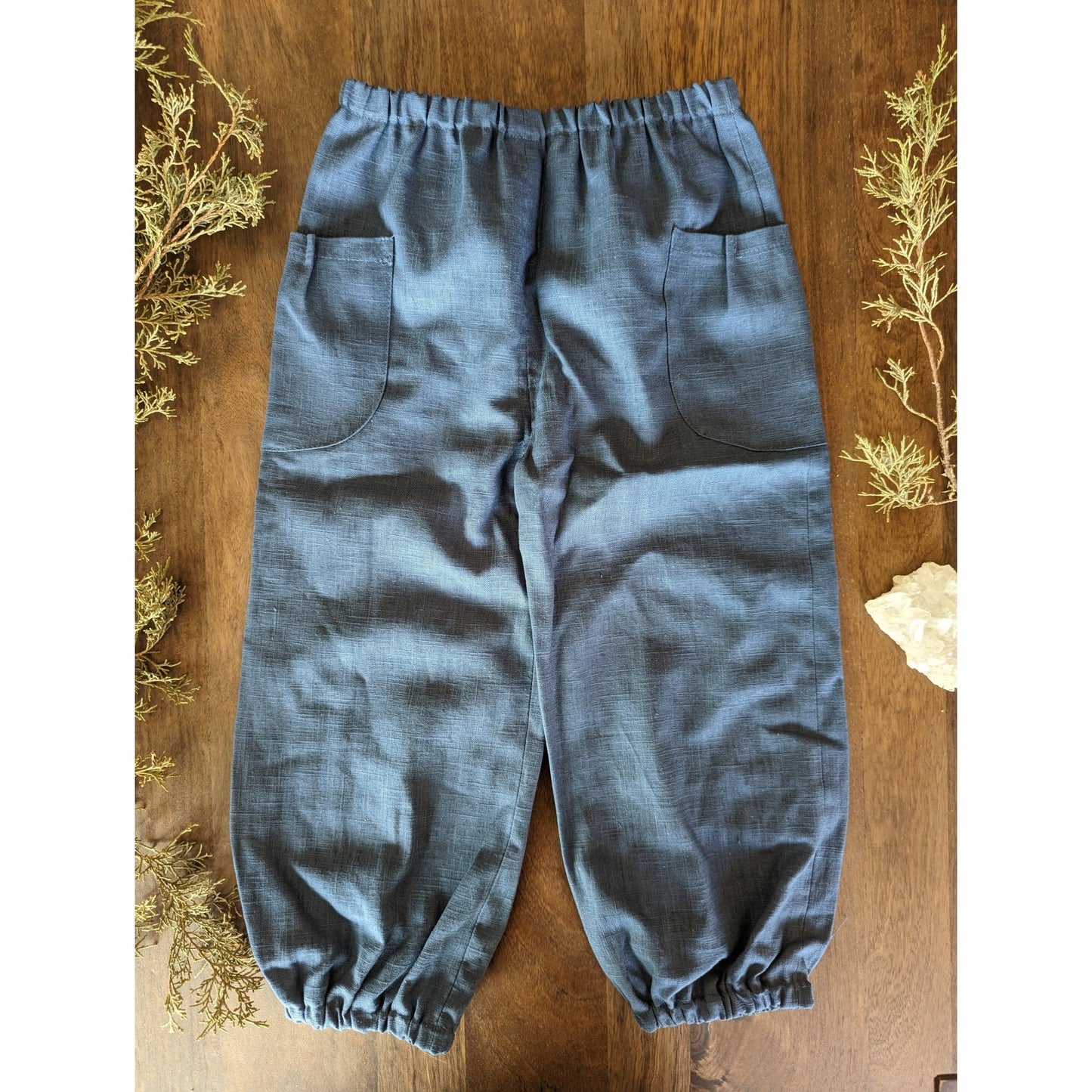 Kleine Schobbejak - Stonewashed Children's Linen Pants - Ochre - Nature's Wild Child
