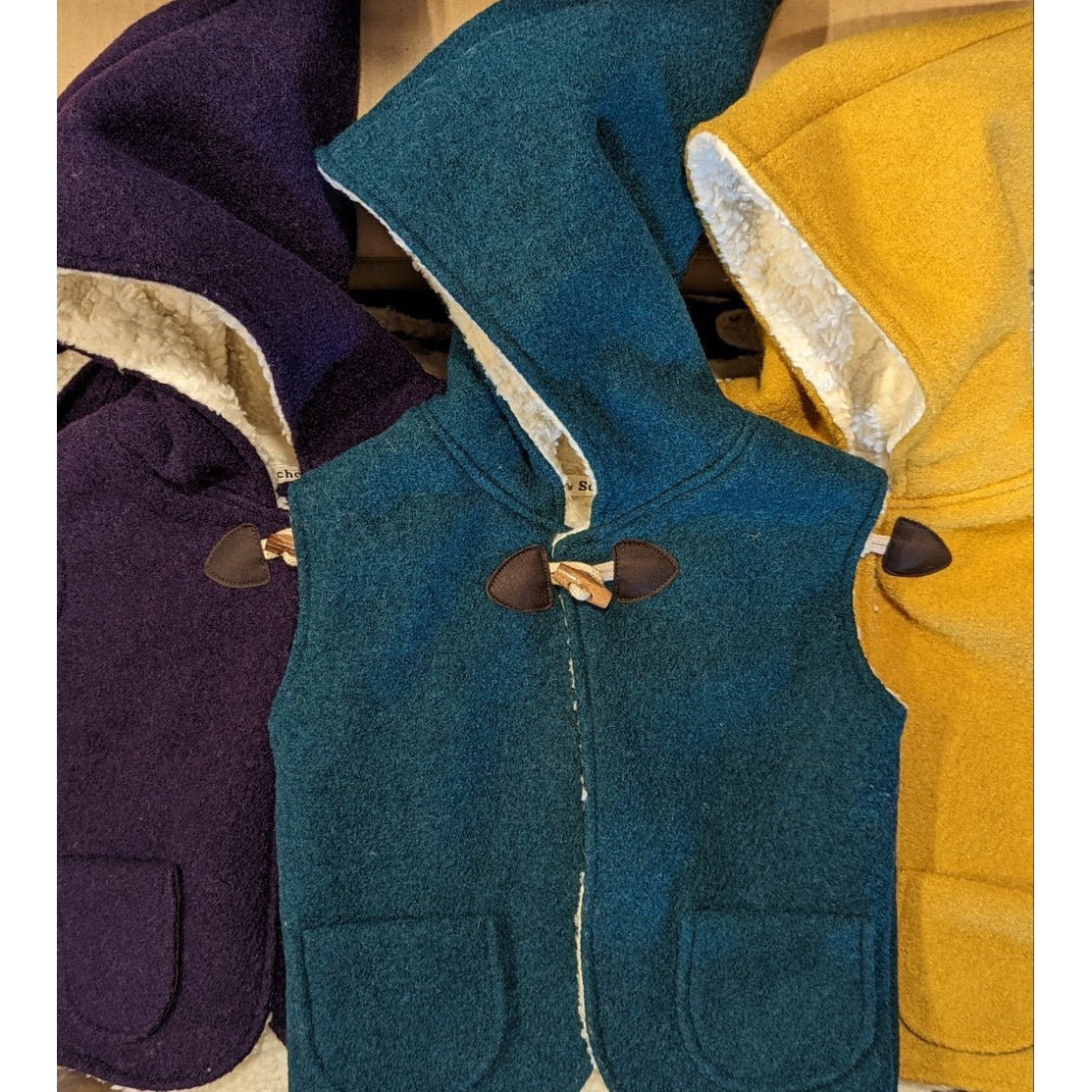 Kleine Schobbejak - Wool Hooded Pixie Vest - Deep Sea Blue - Nature's Wild Child