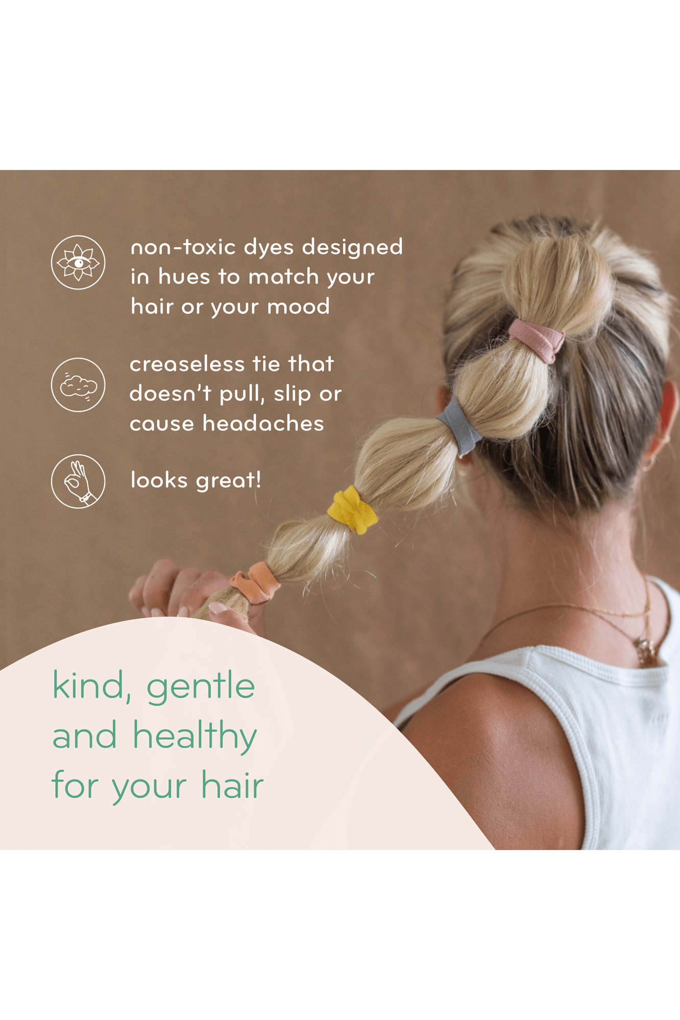 Kooshoo Organic Cotton and Natural Rubber Hair Ties - Flat - Nature's Wild Child