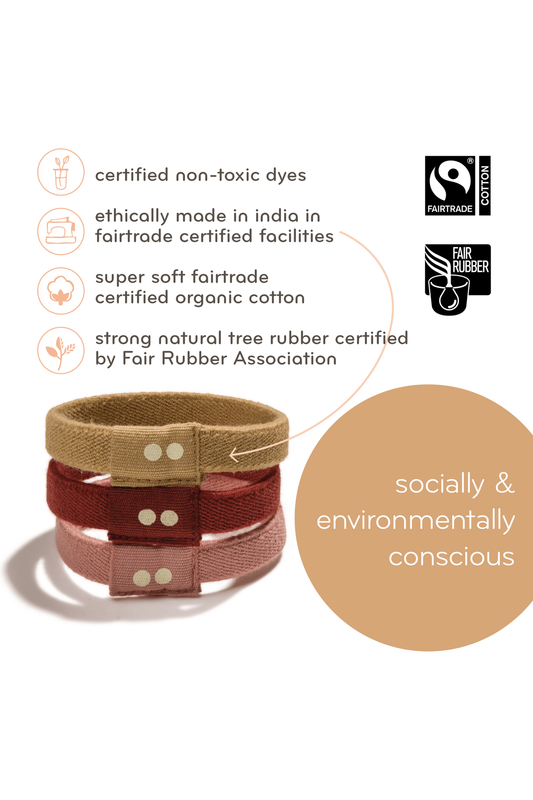 Kooshoo Organic Cotton and Natural Rubber Hair Ties - Flat - Nature's Wild Child