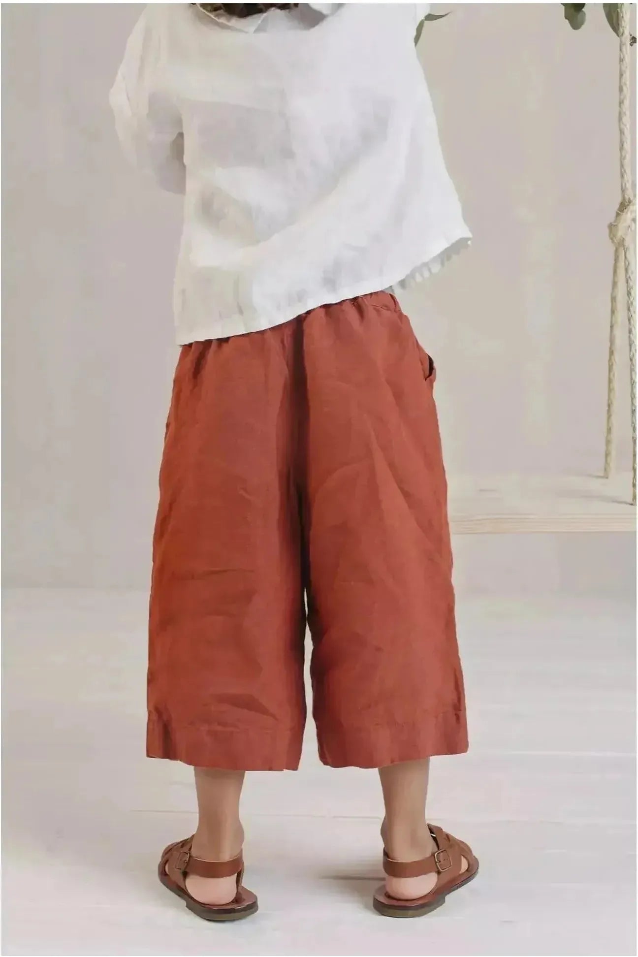 Linen Culotte Pants - Le Petite Alice - Dusty Blue - Nature's Wild Child