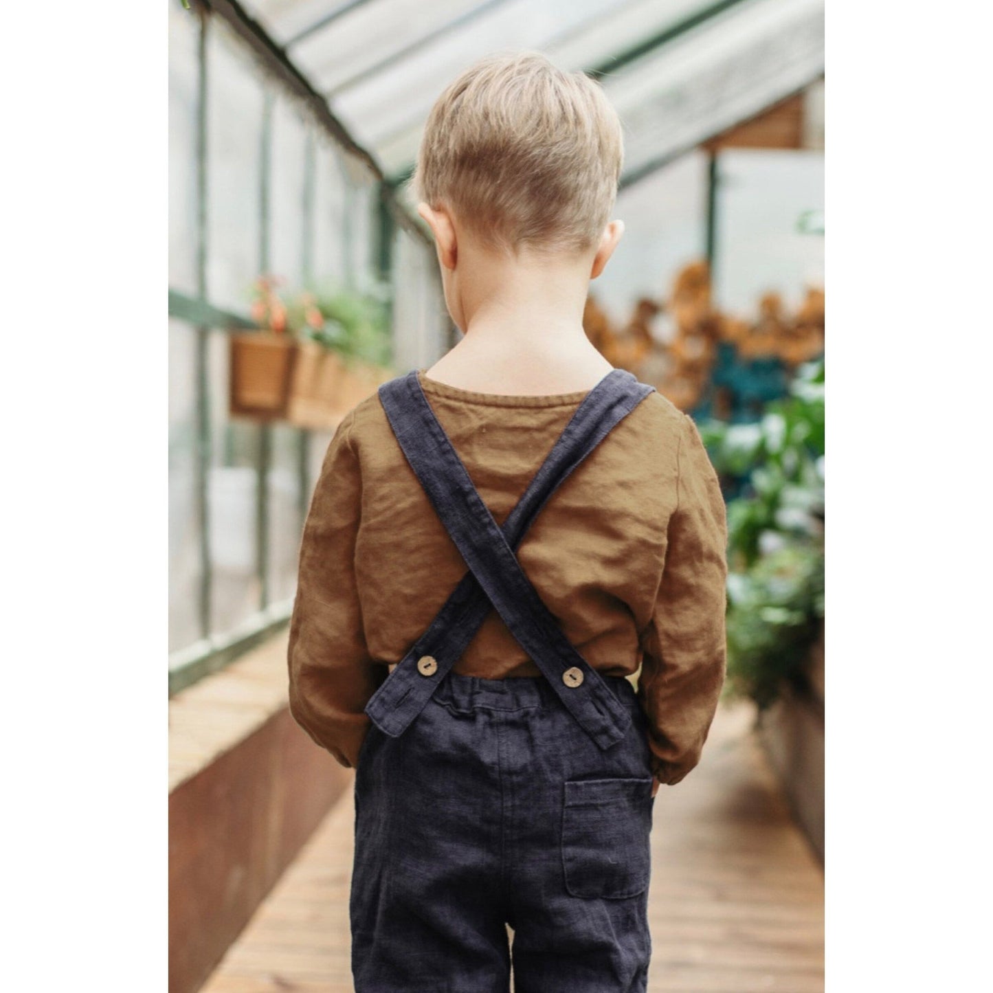 Linen Pants with Suspenders - Le Petite Alice - Mustard - Nature's Wild Child