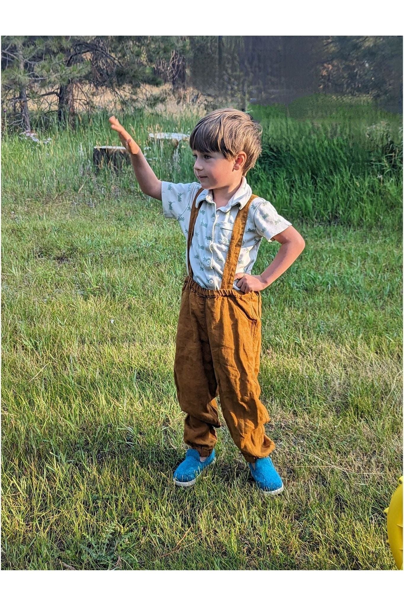 Linen Pants with Suspenders - Mustard - Nature's Wild Child