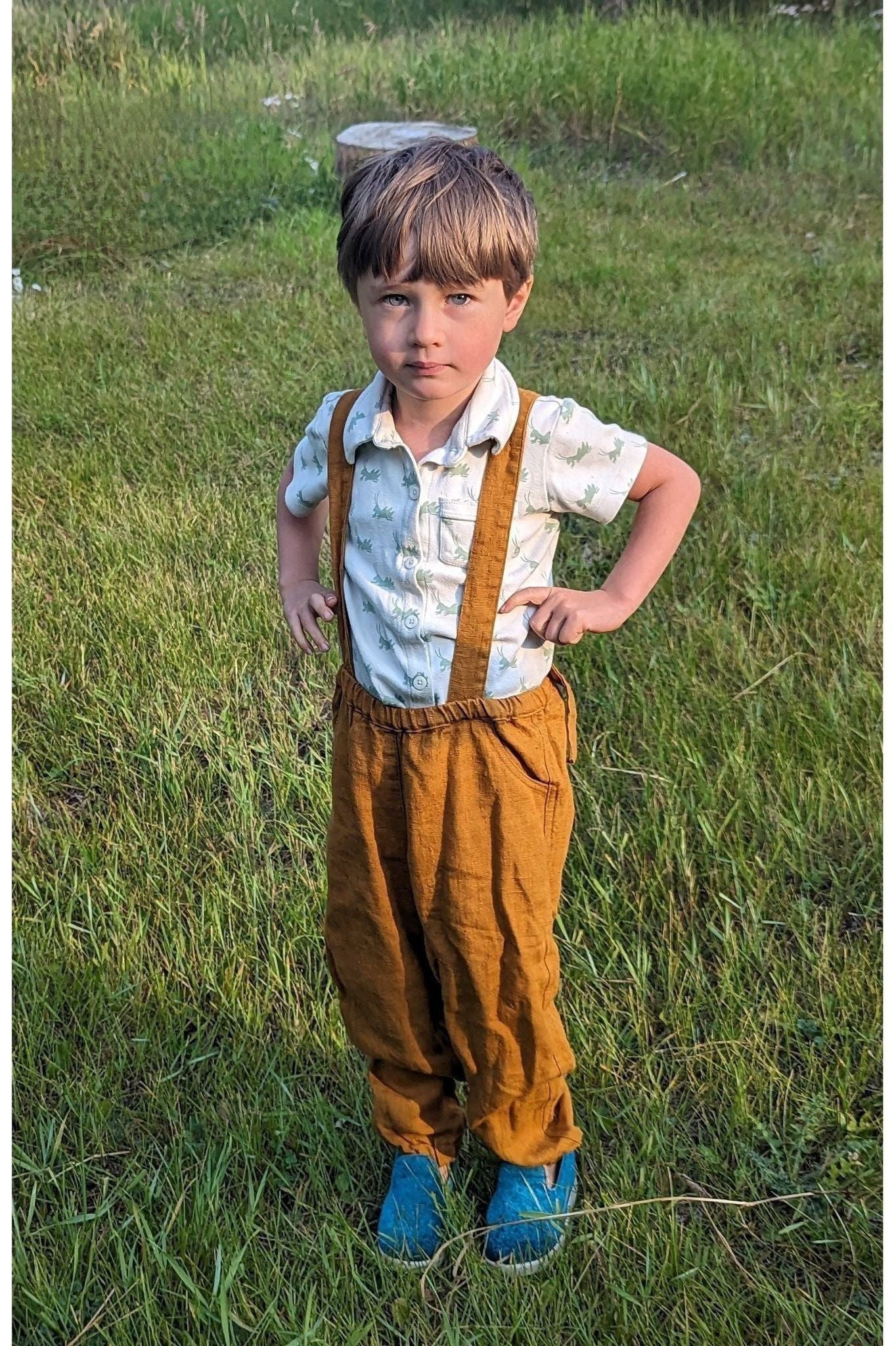 Linen Pants with Suspenders - Mustard - Nature's Wild Child