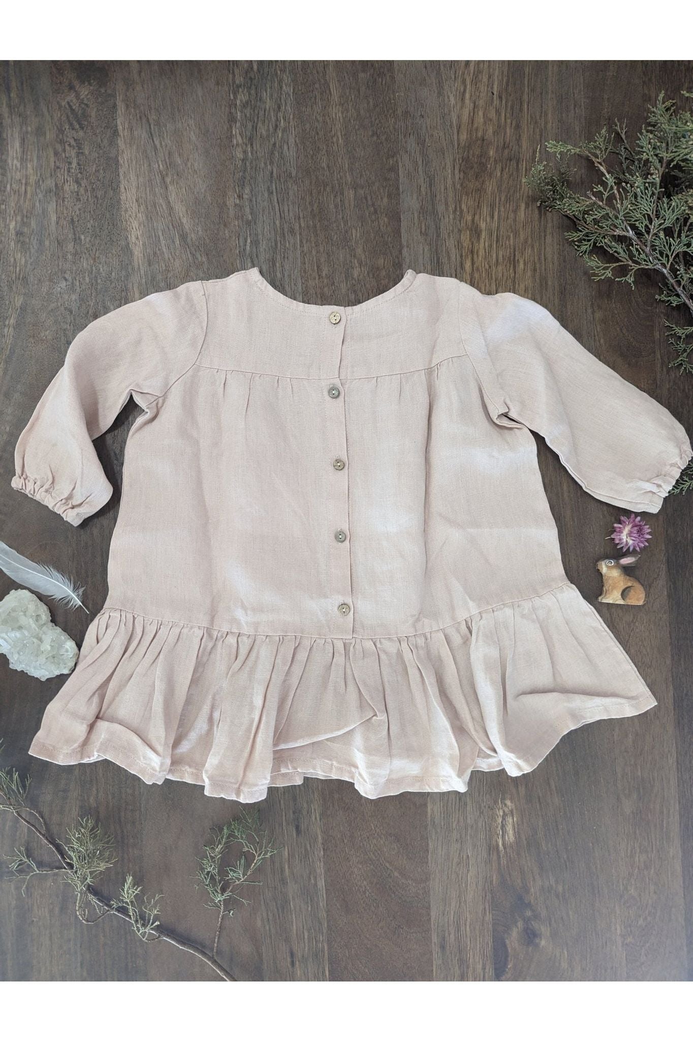 Long Sleeve Linen Peace Dress - Le Petite Alice - Nature's Wild Child