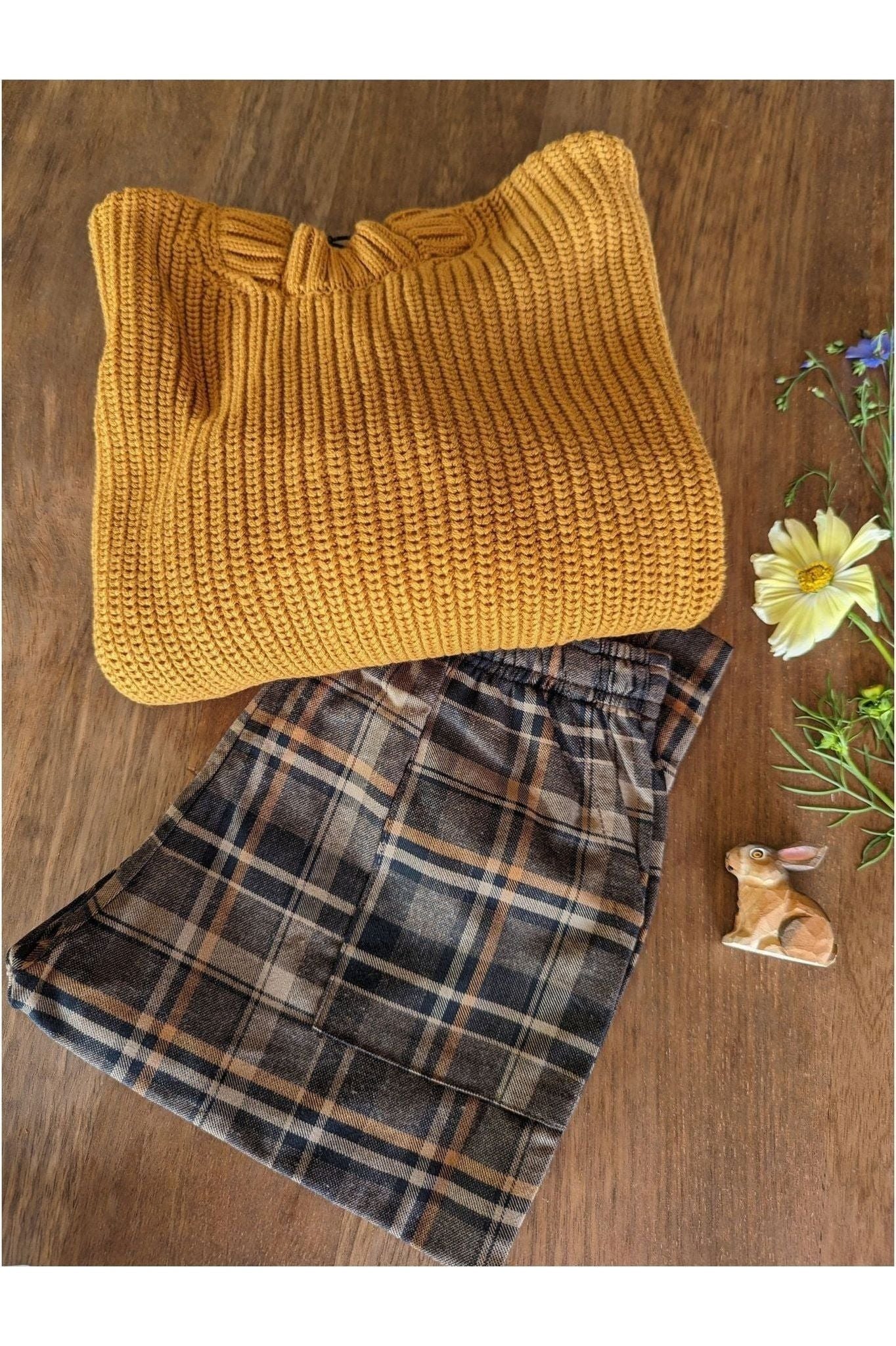 Matona - Organic Cotton - Plaid Leo Pants - Dark Tartan - Nature's Wild Child