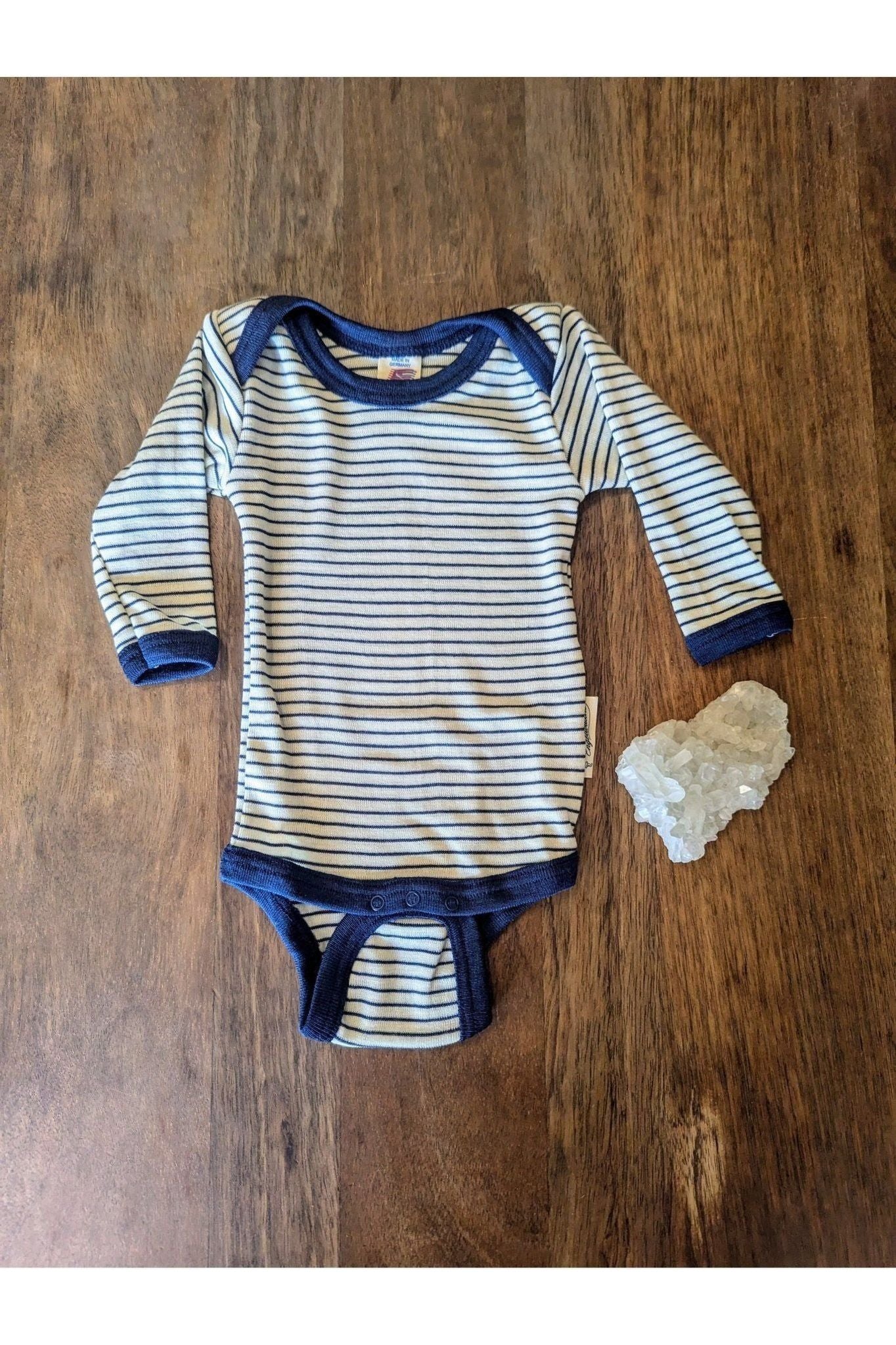 Engel - Organic Merino Wool Silk - Long Sleeve Onesie with Stripes - Nature's Wild Child