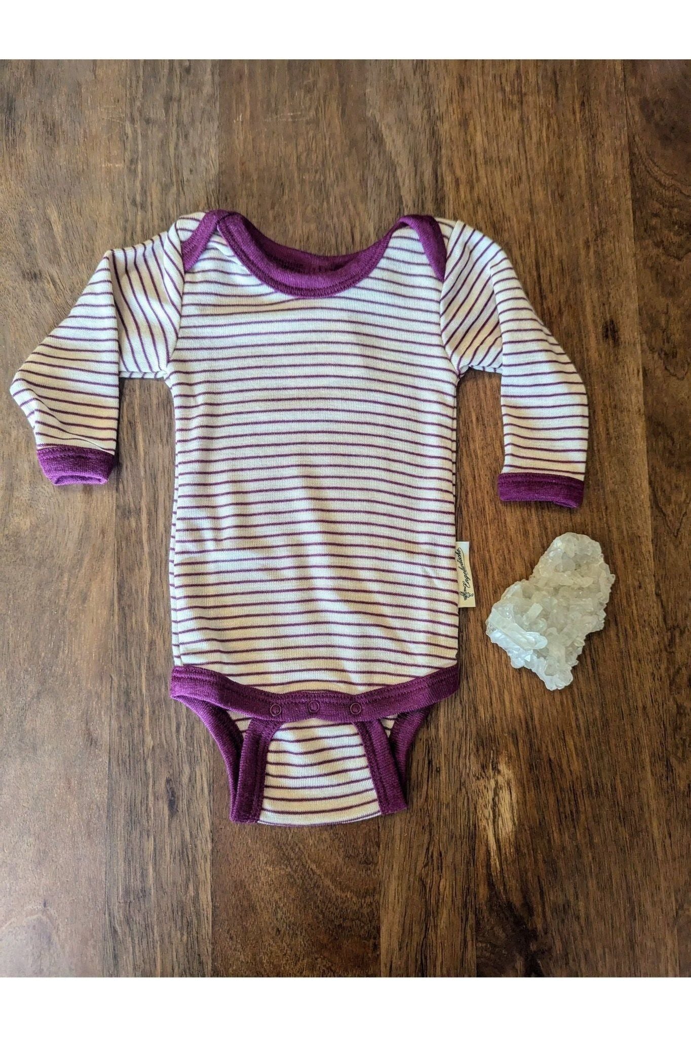 Engel - Organic Merino Wool Silk - Long Sleeve Onesie with Stripes - Nature's Wild Child