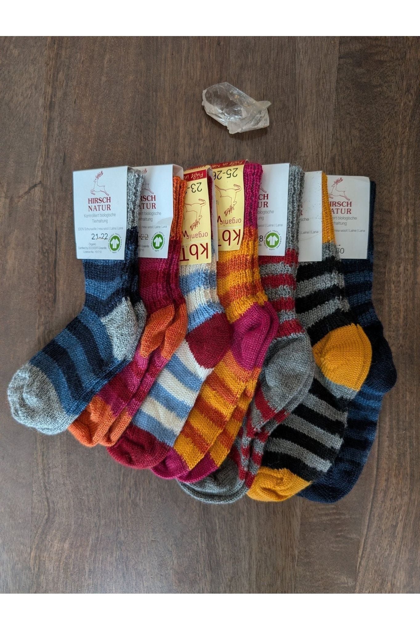 Hirsch Natur - Organic 100% Wool Baby & Kids Socks - Fun Stripes - Nature's Wild Child