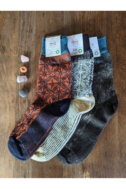 Hirsch Natur - Organic Wool Icicle Socks - For Adults - Nature's Wild Child