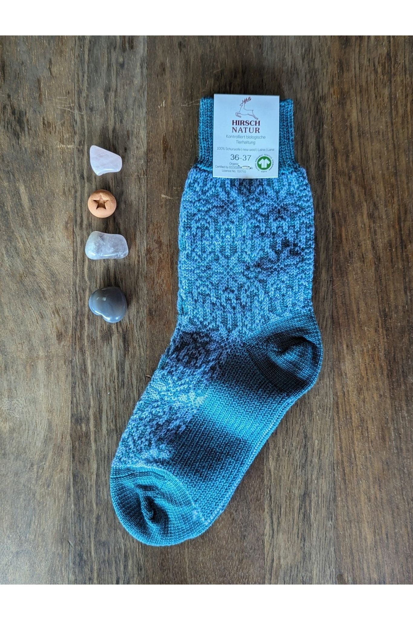 Hirsch Natur - Organic Wool Snowflake Socks - For Adults - Nature's Wild Child