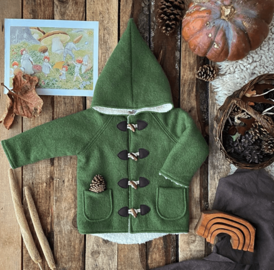 Kleine Shcobbejak - Boiled Wool and Cotton Sherpa - Pixie Jacket - Mossy Green - Nature's Wild Child