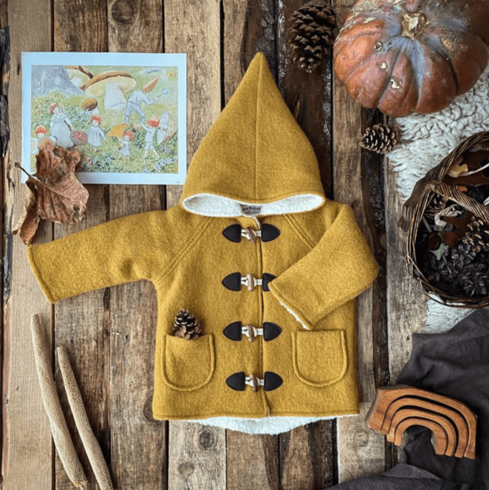 Kleine Shcobbejak - Boiled Wool and Cotton Sherpa - Pixie Jacket - Ochre Yellow - Nature's Wild Child