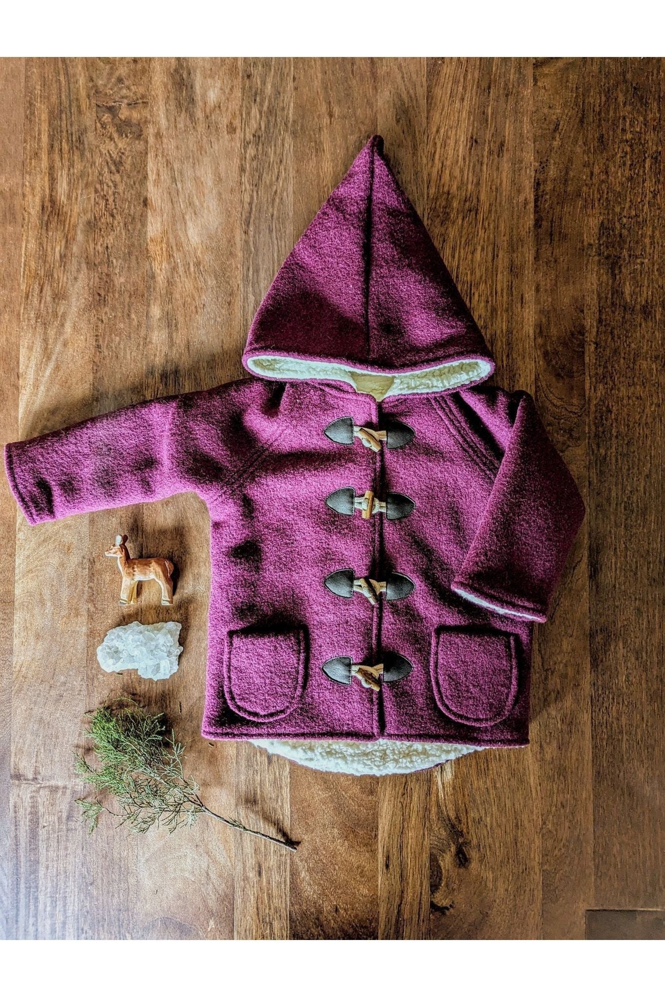 Kleine Shcobbejak - Boiled Wool and Cotton Sherpa - Pixie Jacket - Raspberry - Nature's Wild Child