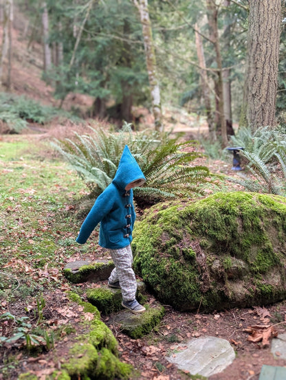 Kleine Shcobbejak - Boiled Wool and Cotton Sherpa - Pixie Jacket - Twilight Teal - Nature's Wild Child