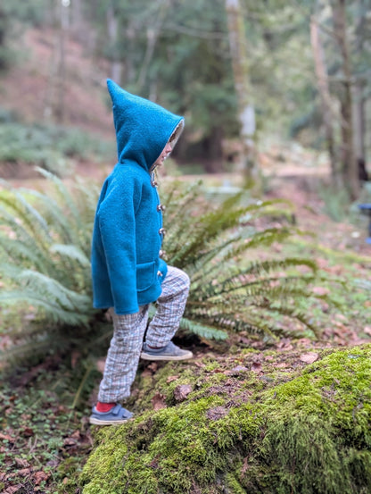 Kleine Shcobbejak - Boiled Wool and Cotton Sherpa - Pixie Jacket - Twilight Teal - Nature's Wild Child