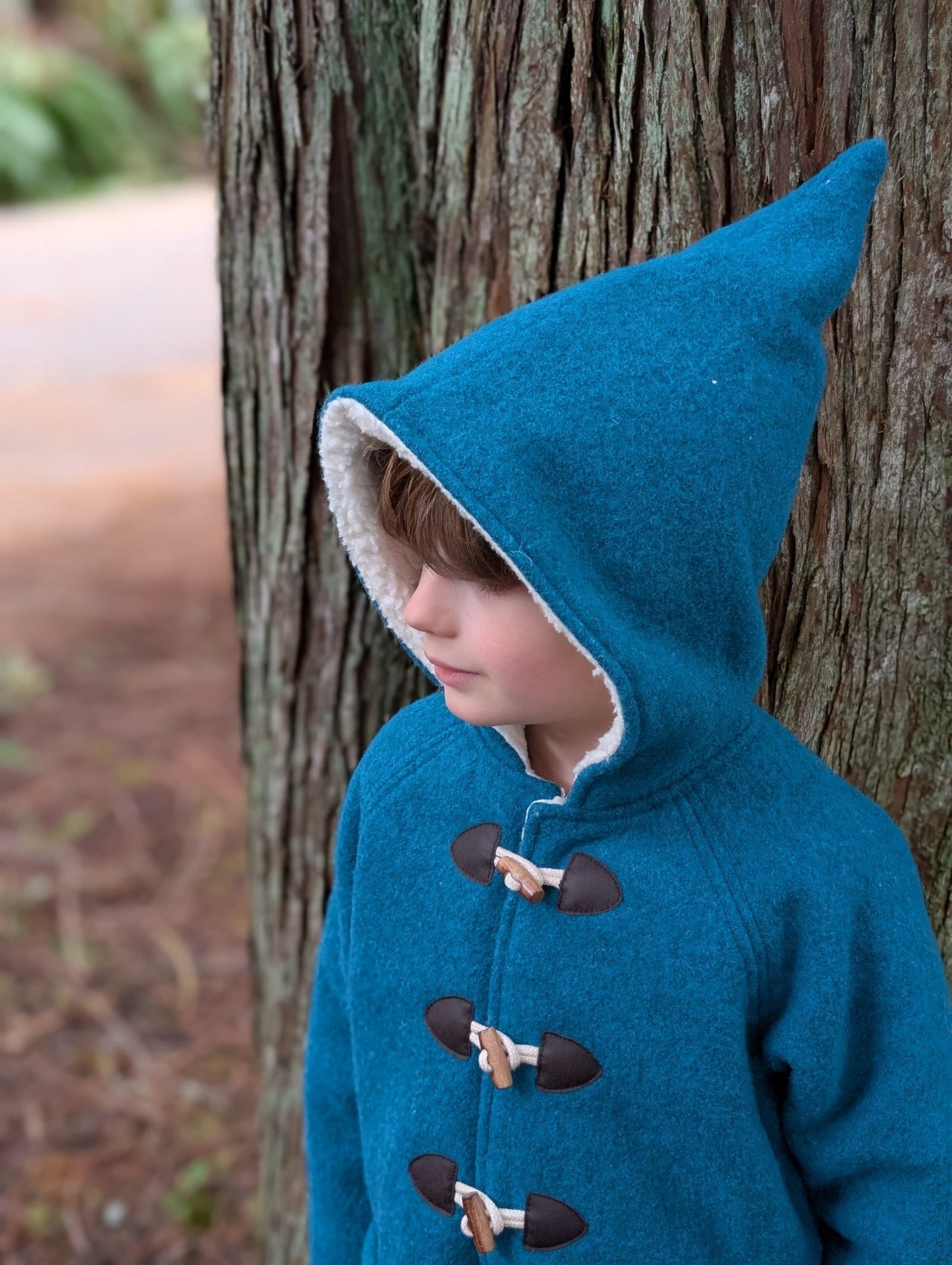 Kleine Shcobbejak - Boiled Wool and Cotton Sherpa - Pixie Jacket - Twilight Teal - Nature's Wild Child