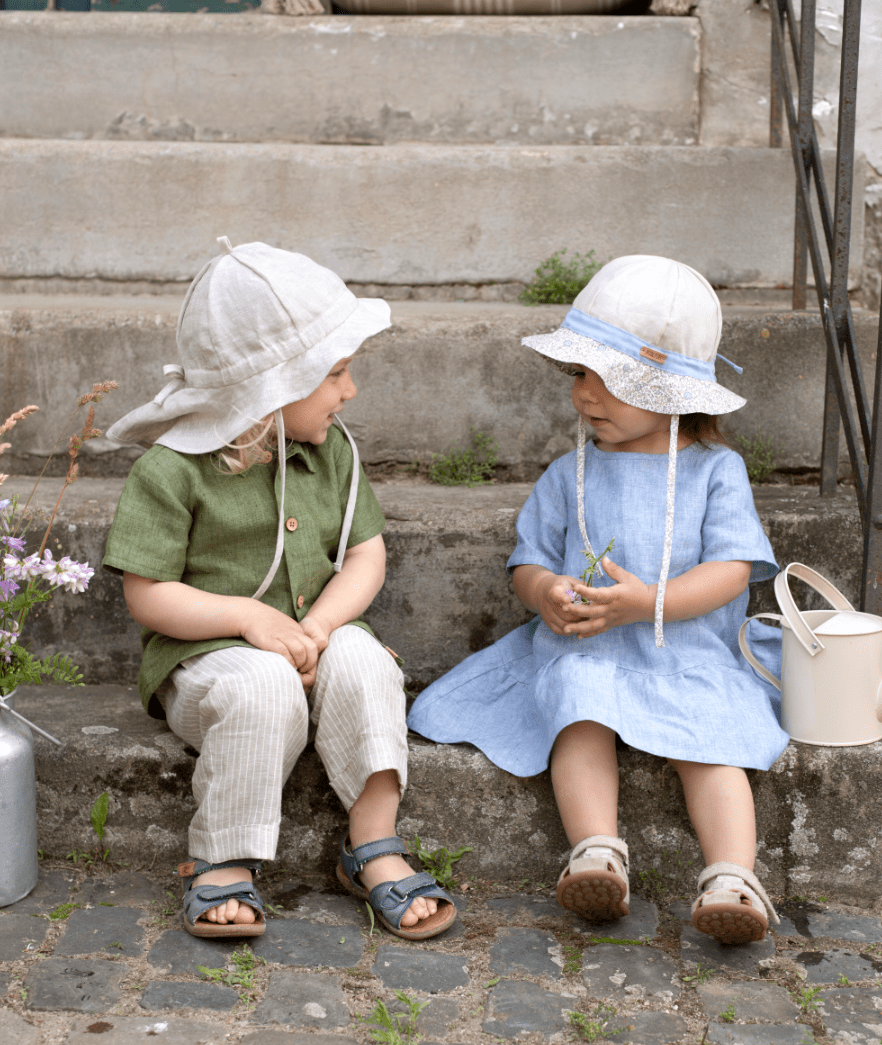 Linen Sun Hat with Neck Protection - Baby and Kids (5 colors) - Nature's Wild Child