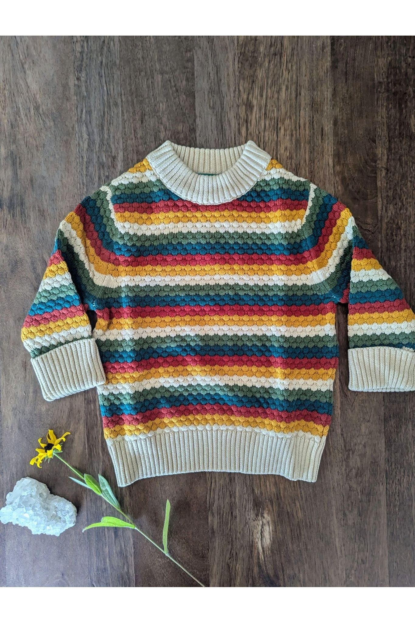 Little Green Radicals - Organic Cotton Rainbow - Soft Knit Sweater - (6 months - 7 years) - Nature's Wild Child