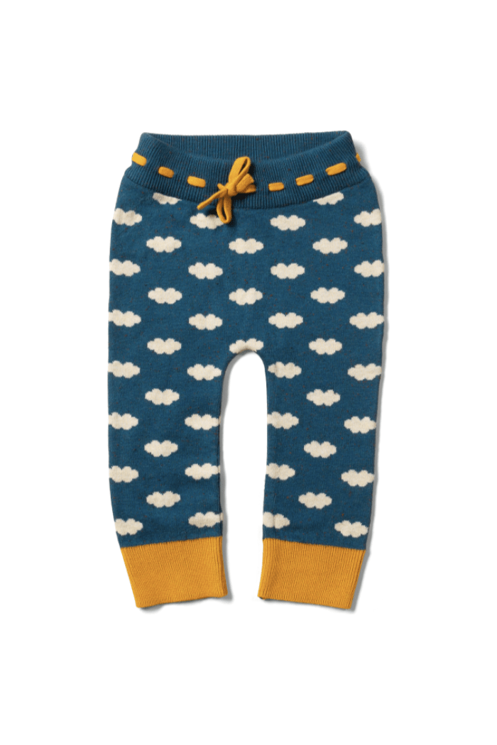 Little Green Radicals - Organic Cotton Teal Cloud - Soft Knit Joggers - (Newborn - 6 years) - Nature's Wild Child