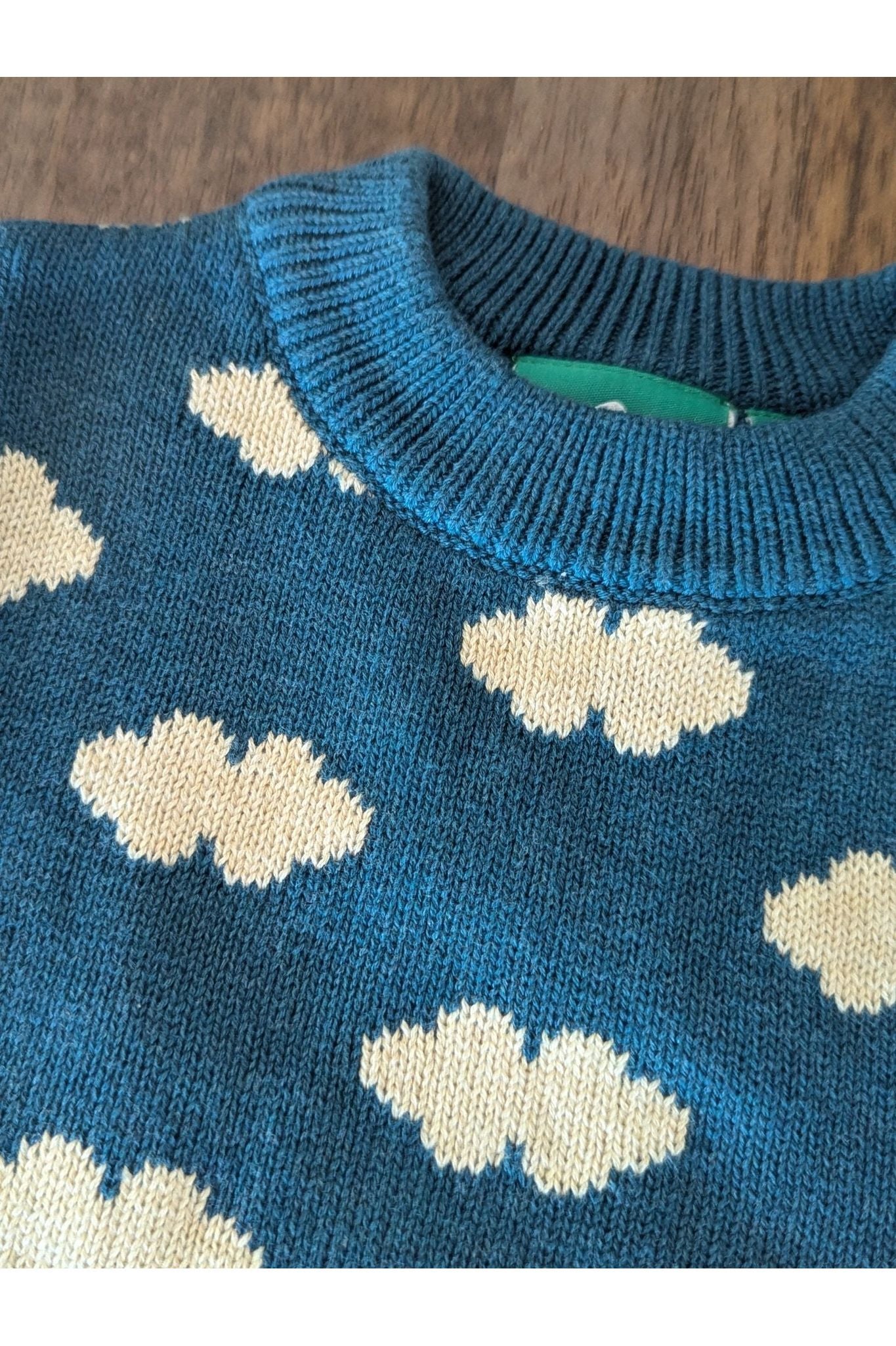 Little Green Radicals - Organic Cotton Teal Clouds - Soft Knit Sweater - Toddler to Kids - Nature's Wild Child