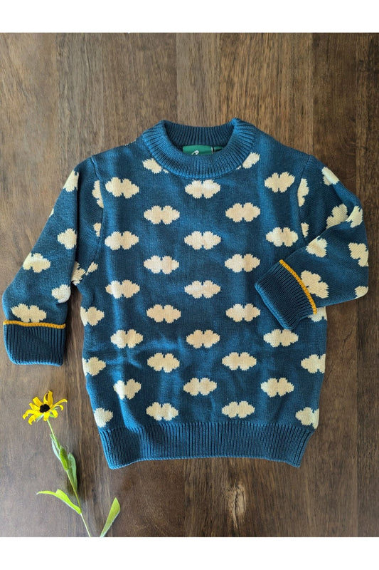 Little Green Radicals - Organic Cotton Teal Clouds - Soft Knit Sweater - Toddler to Kids - Nature's Wild Child