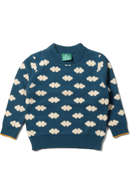 Little Green Radicals - Organic Cotton Teal Clouds - Soft Knit Sweater - Toddler to Kids - Nature's Wild Child