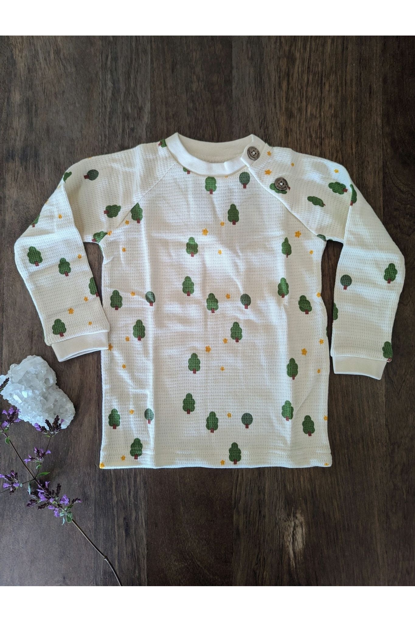 Little Green Radicals - Organic Cotton Waffle Long Sleeve - Trees and Stars - Nature's Wild Child